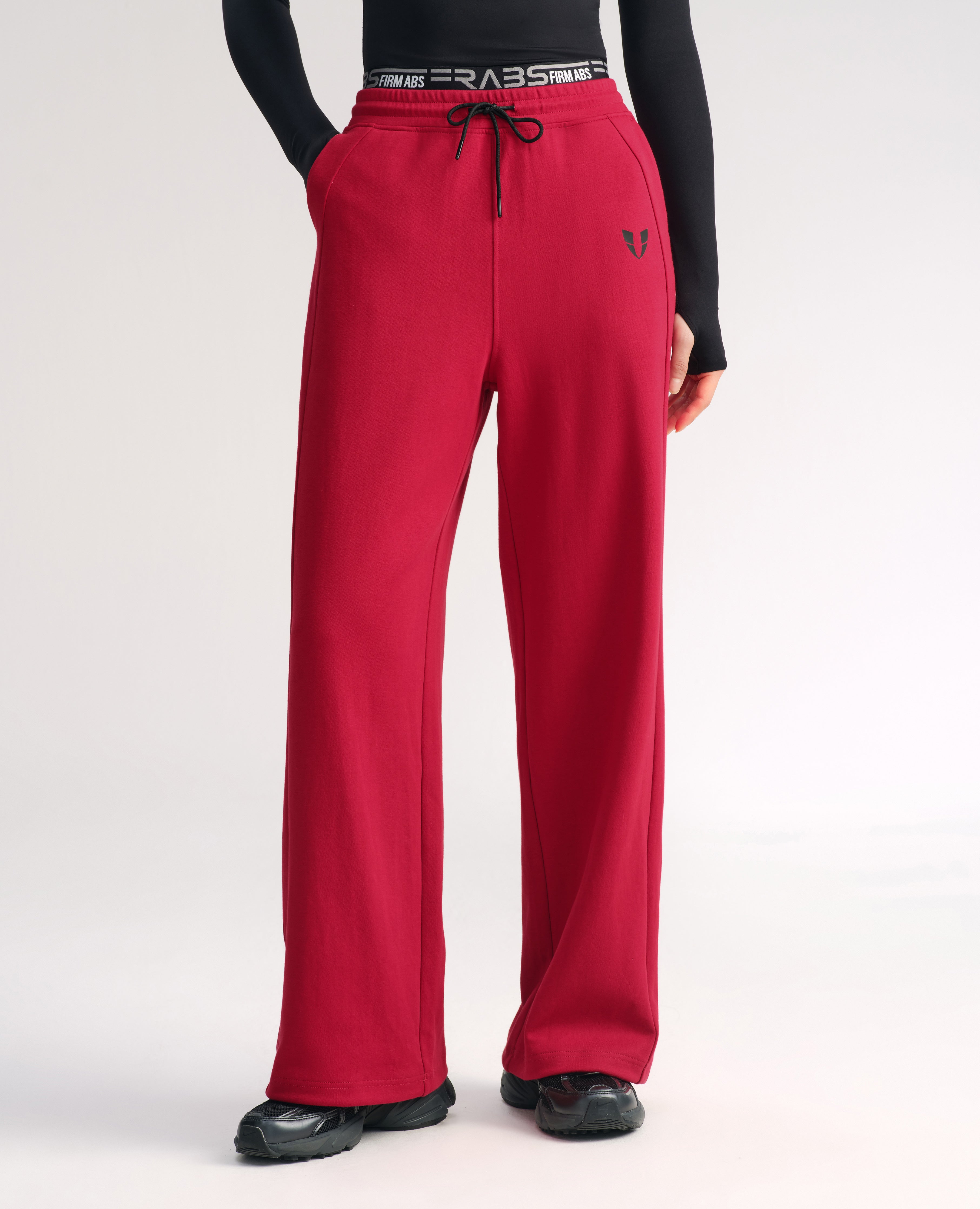 Loose Fit Athletic Drawstring Pants  - Red