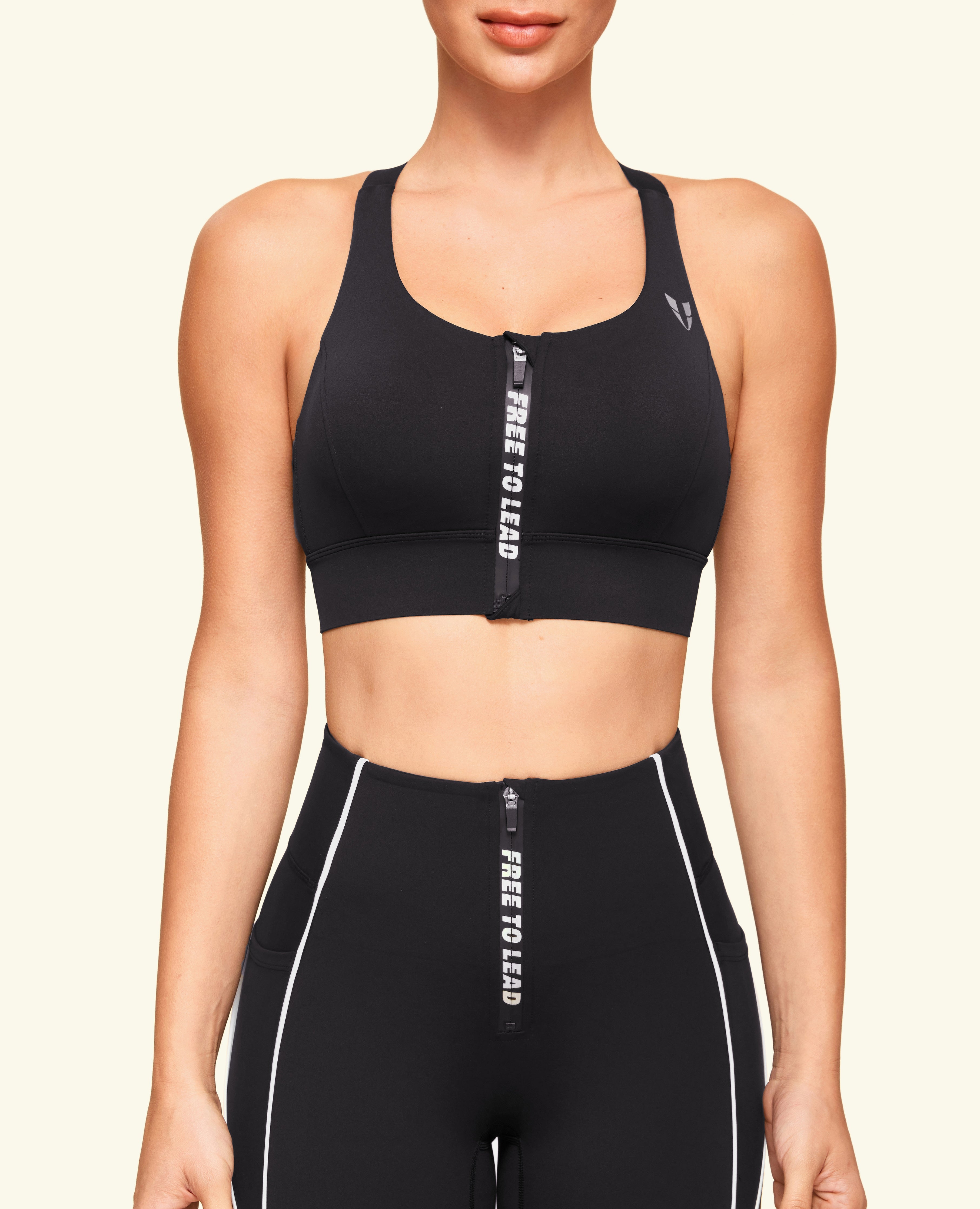 Energy Zip Front High Support Sports Bra - Black