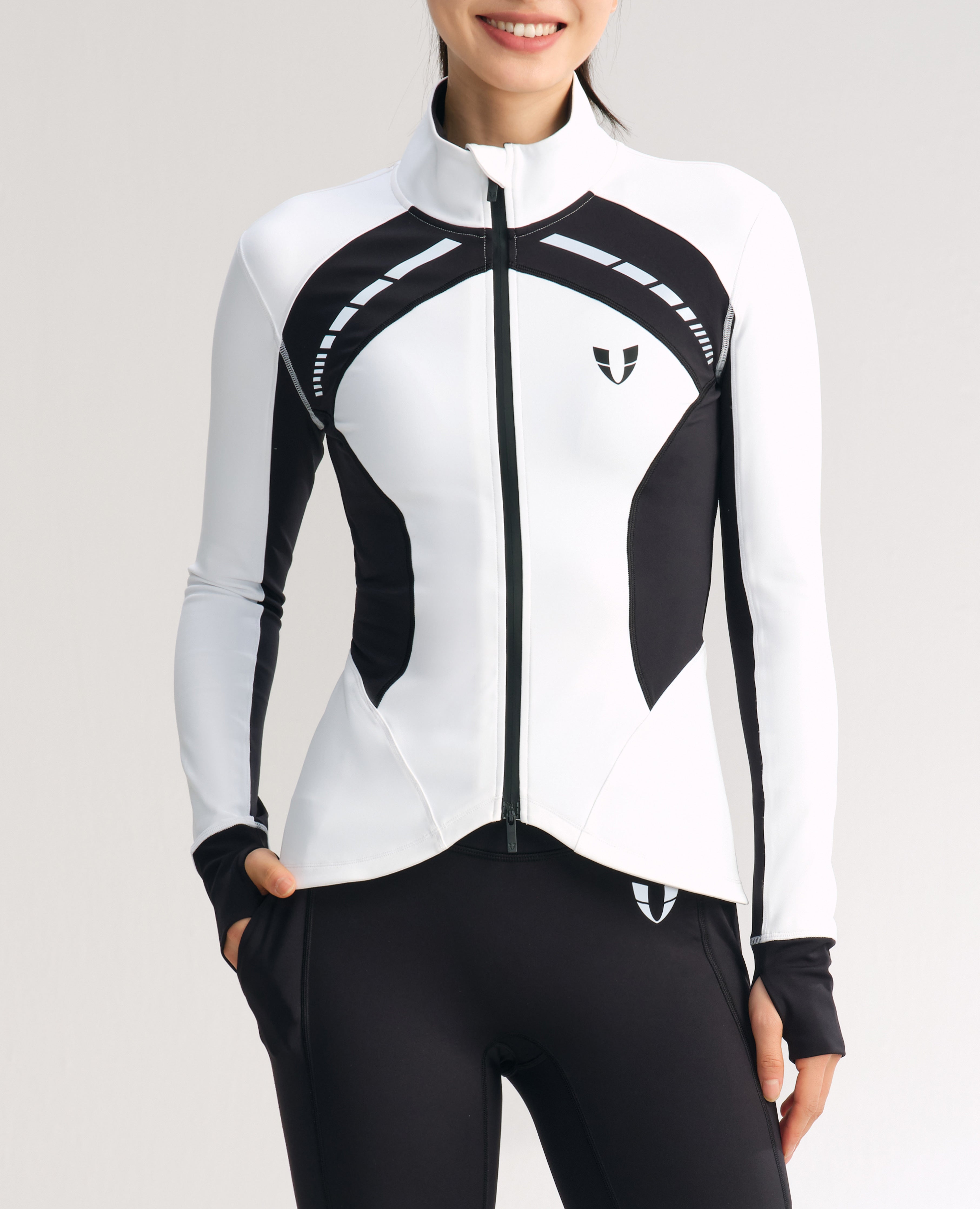 Veste athlétique coupe slim color block - Blanc et noir