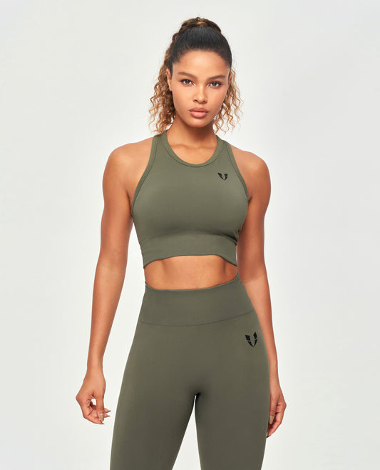 Seamless Padded Tank - Olive Green