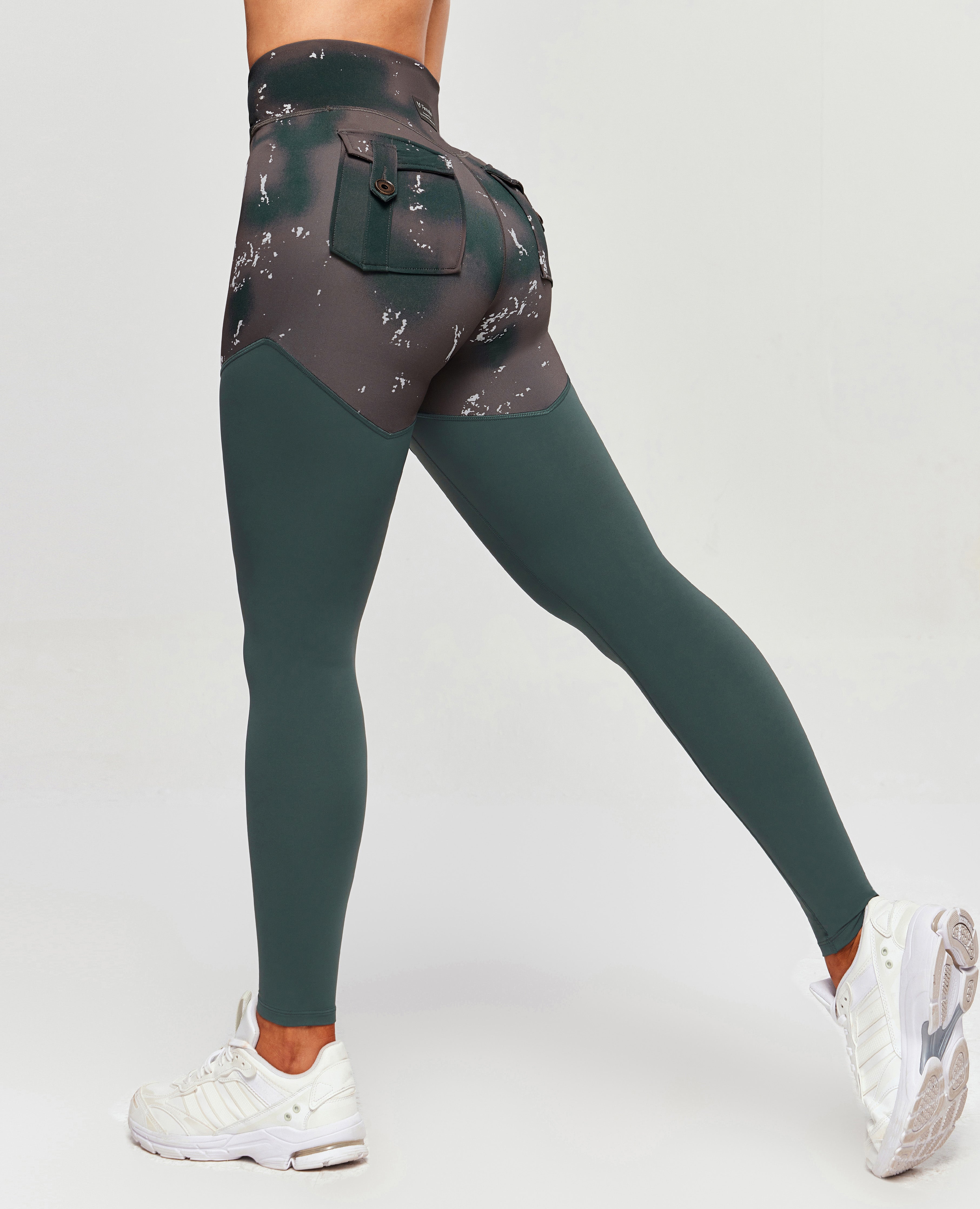 Cargo Power Leggings - Batik and Dark Green