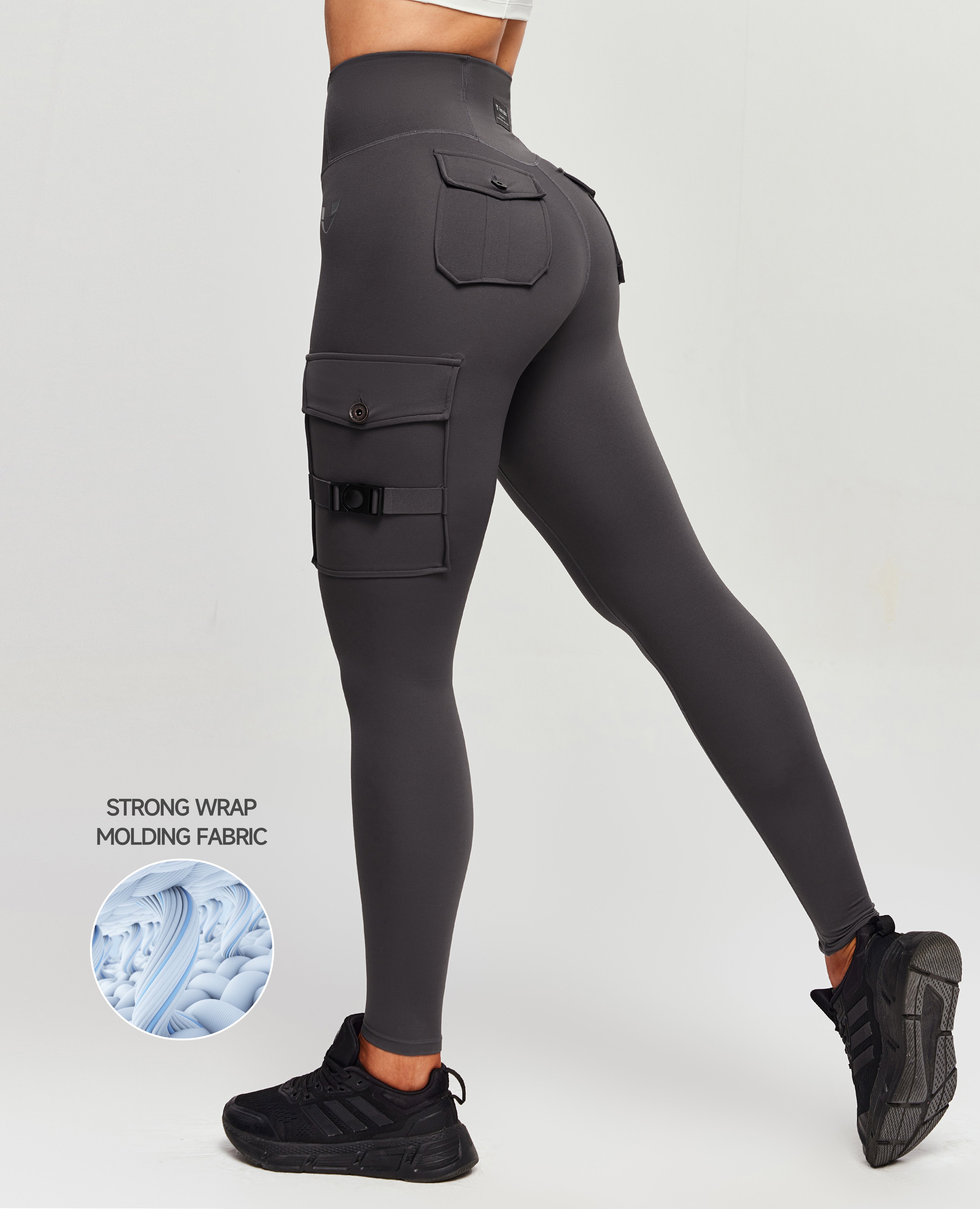 Leggings di carico fitness più - grigio elefante