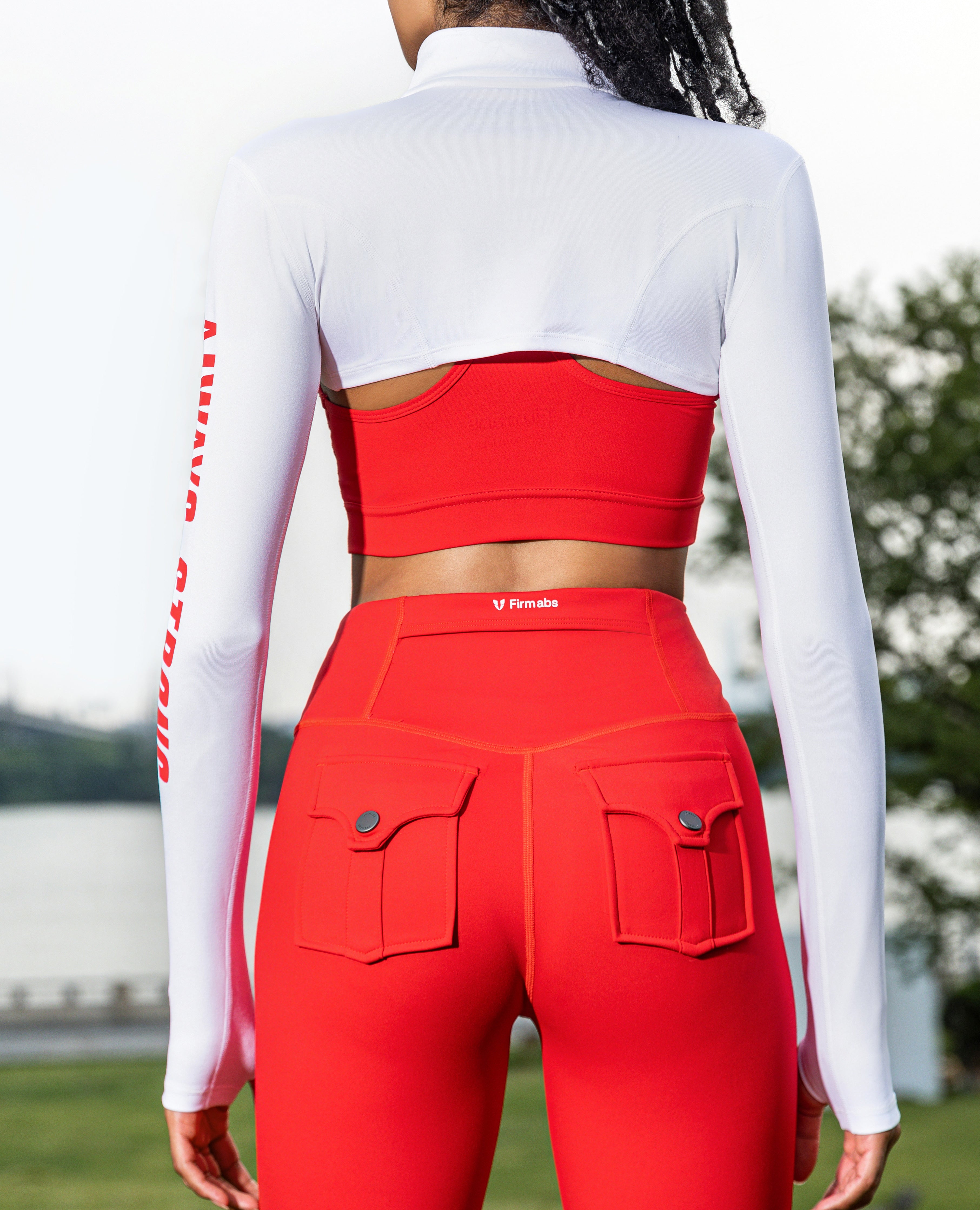 ZIP Up Long Sleeve Extreme Crop Top - White
