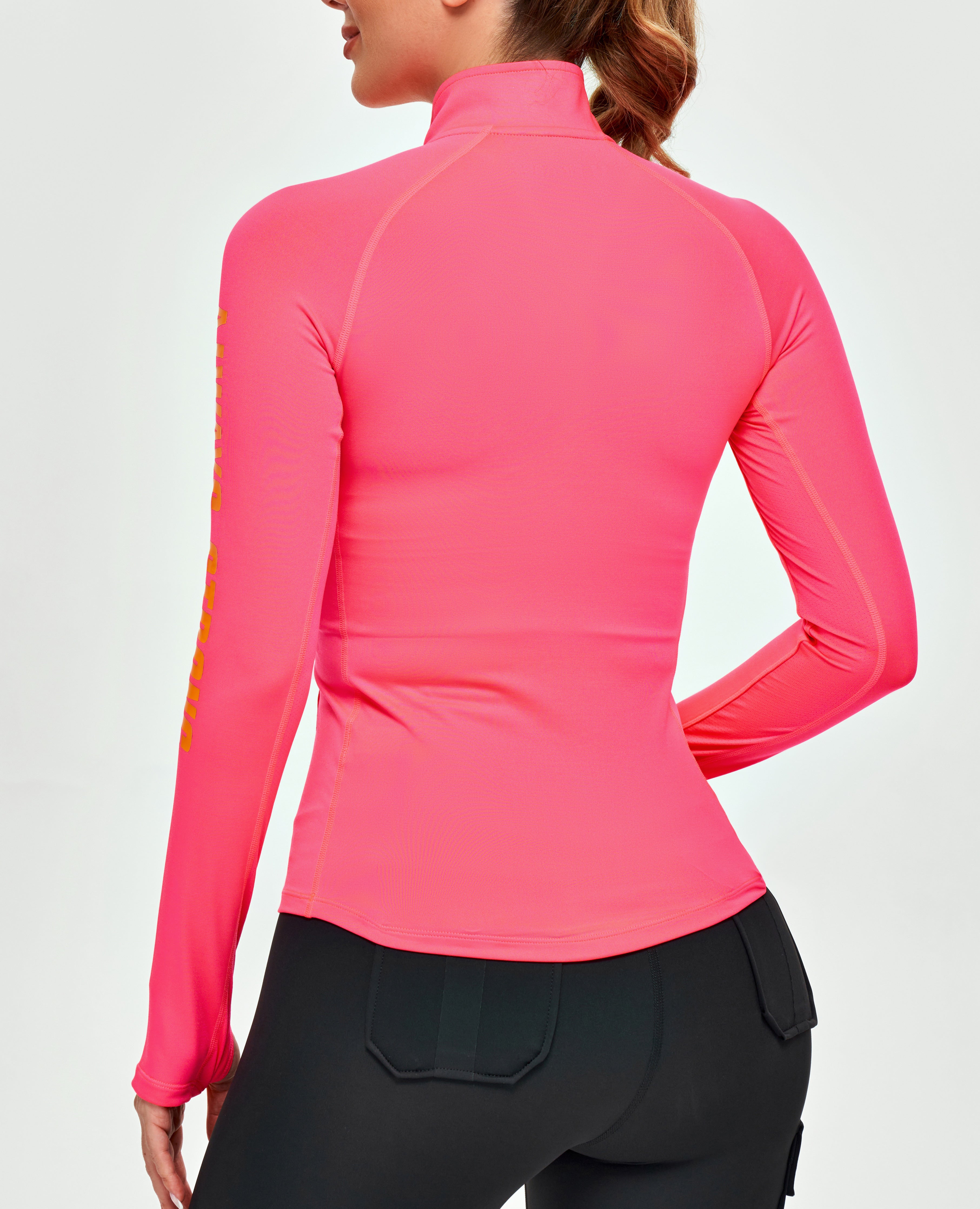 Half Zip Long Sleeve Top - Dark Pink