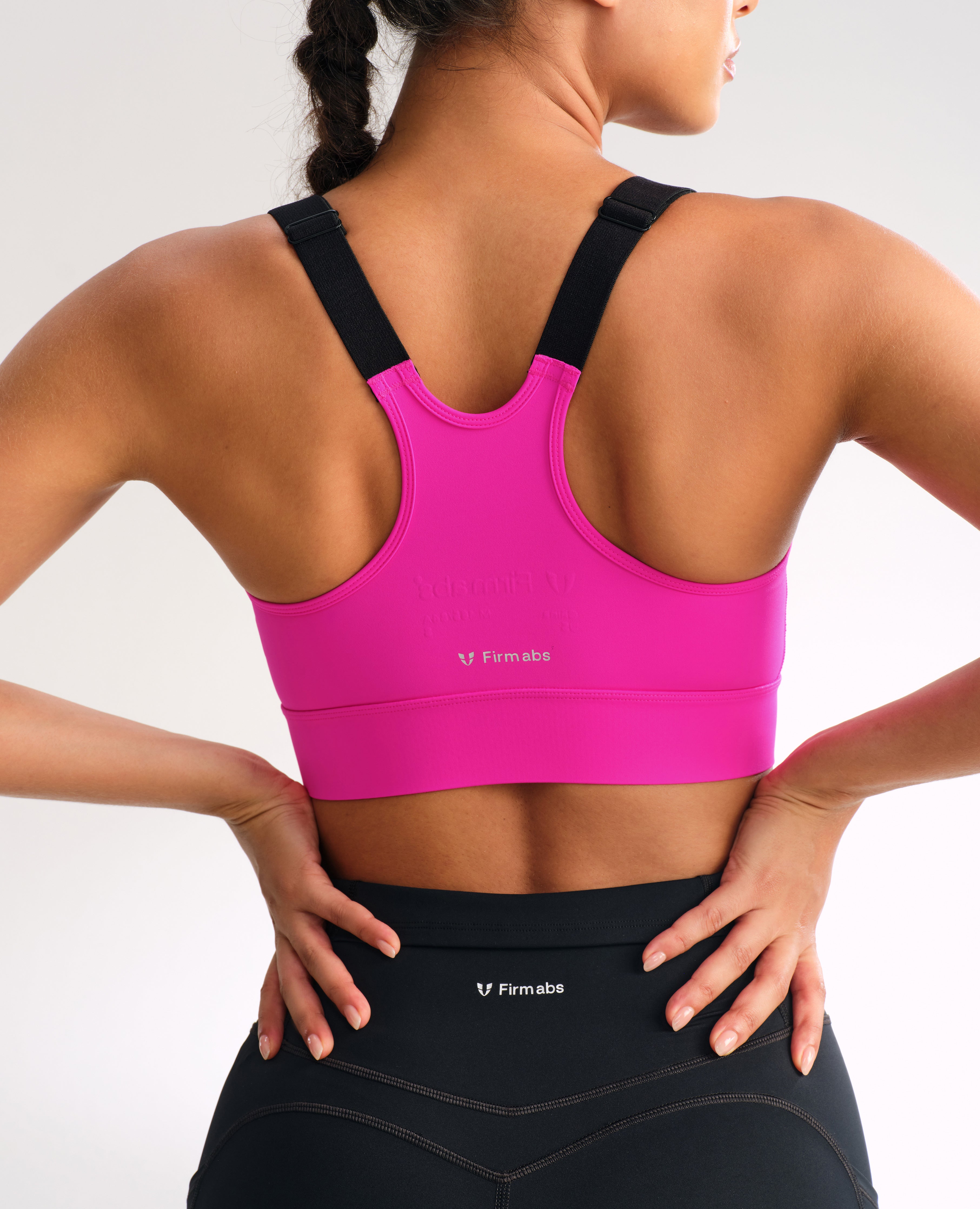 Zip Up High Support Active Bra - Dark Pink