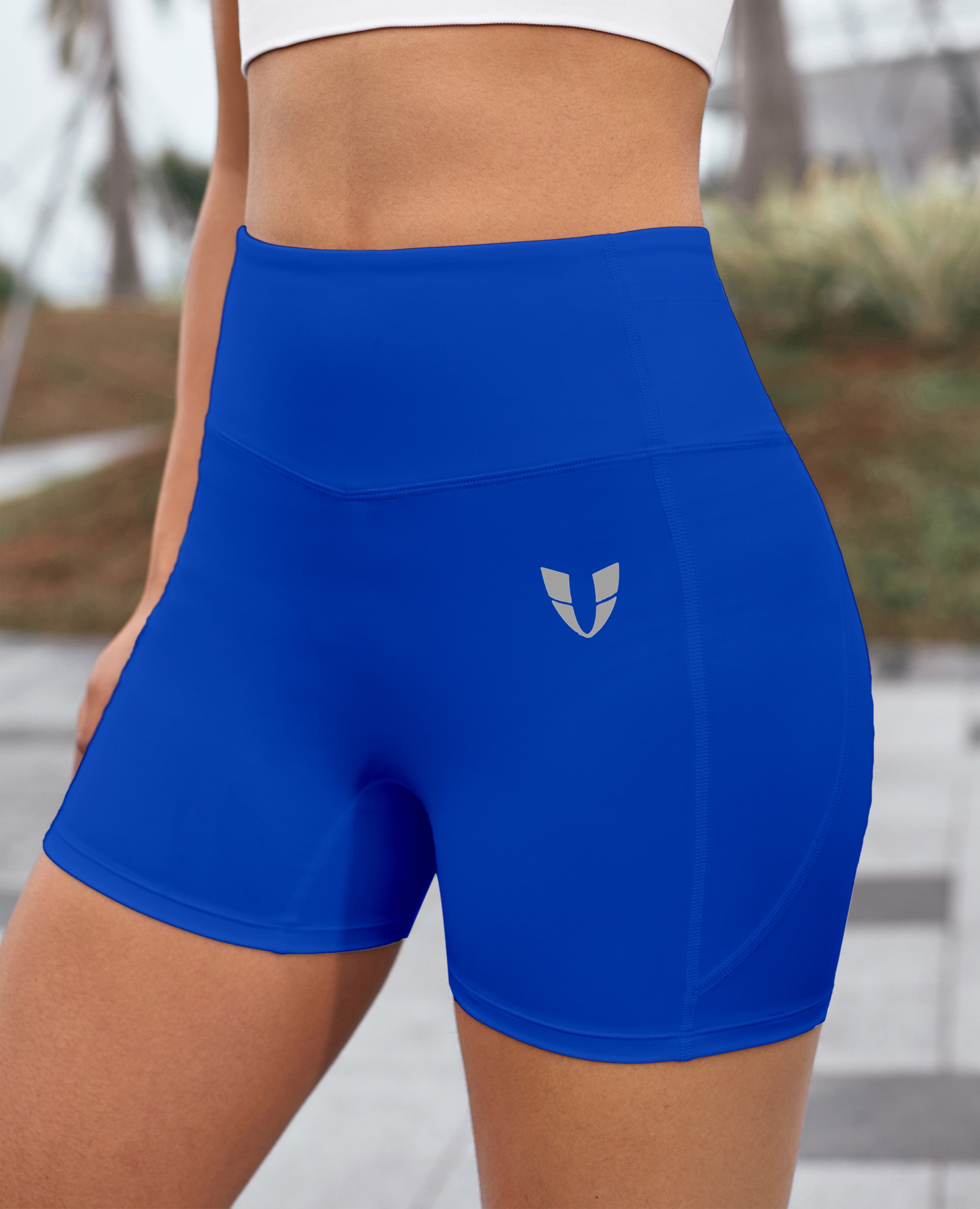 Pantalones cortos de bolsillo de gimnasio delgados - azul
