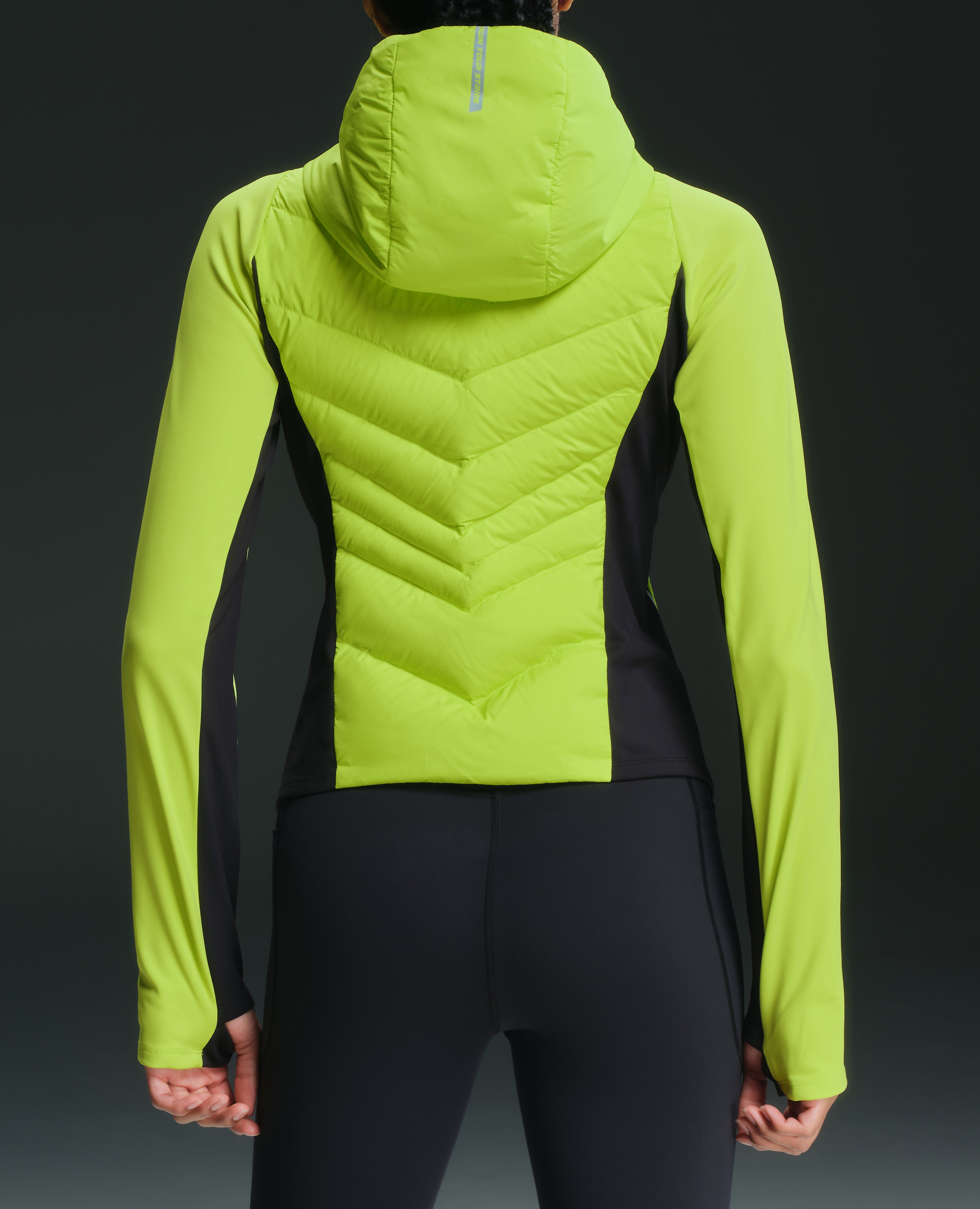 Lightweight Hooded Winter Down Jacket - Lemon Yellow and Black