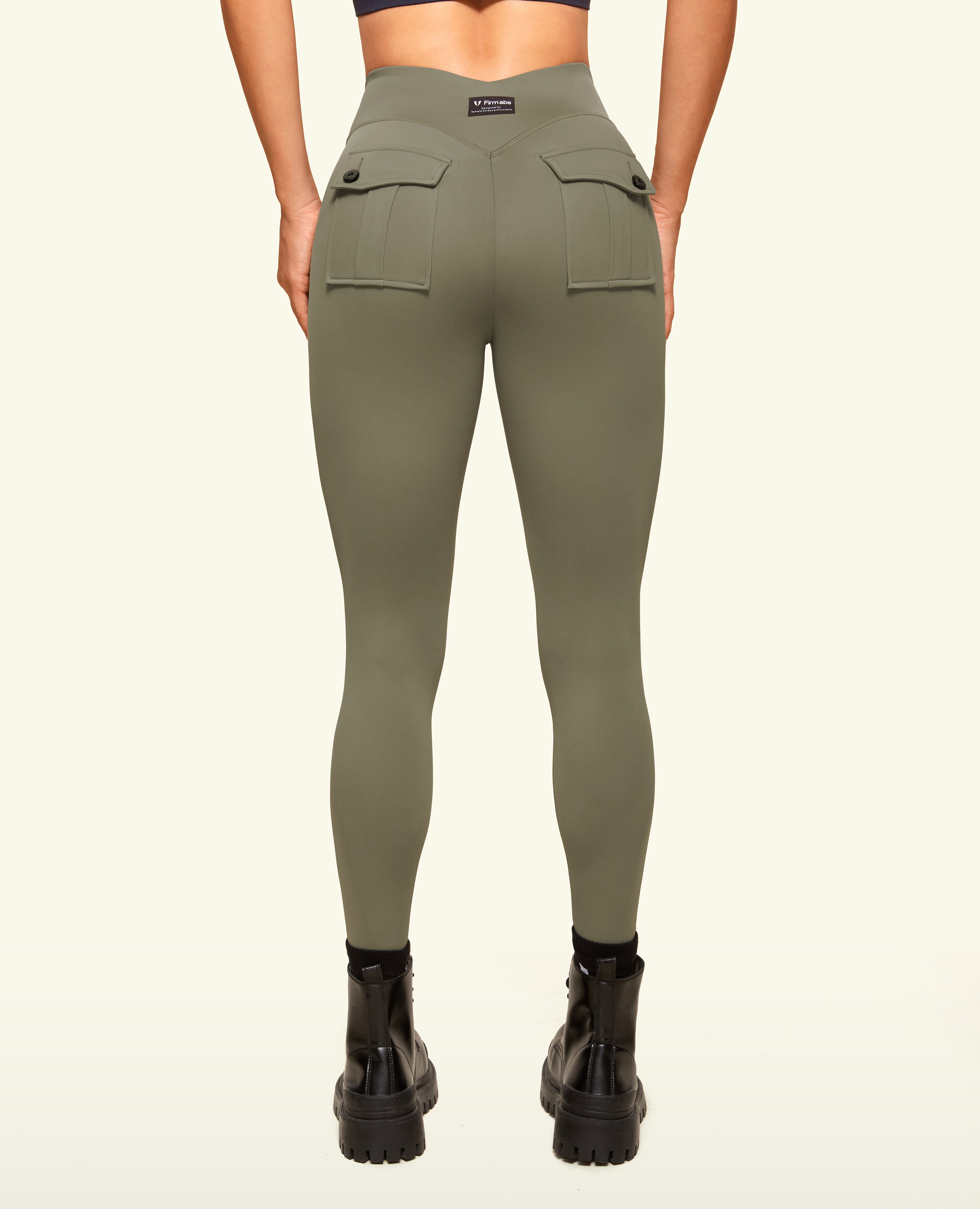 Zip Pocket avant de leggings puissants - Green de l'armée