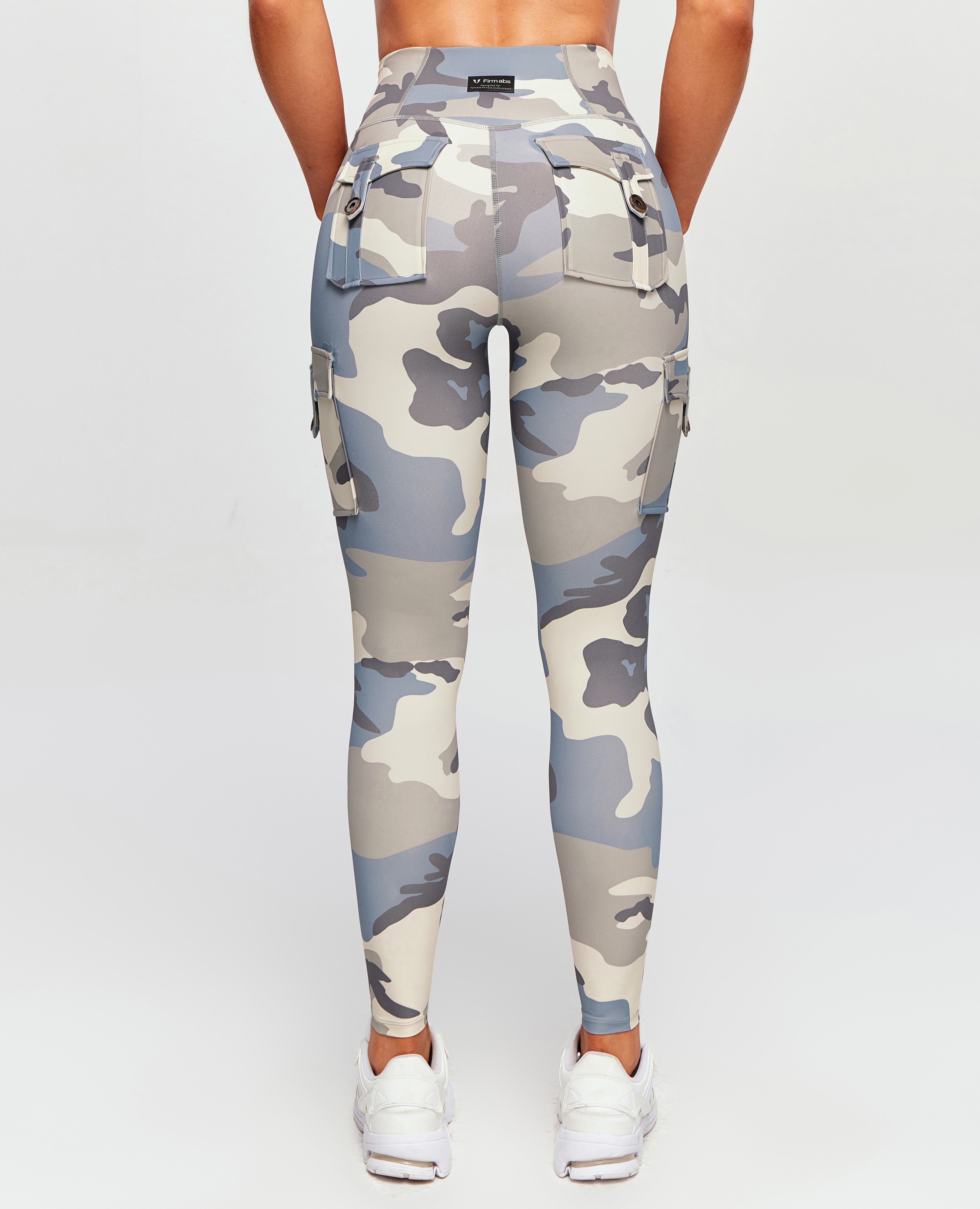 Leggings di carico con vita alta - camo blu grigio