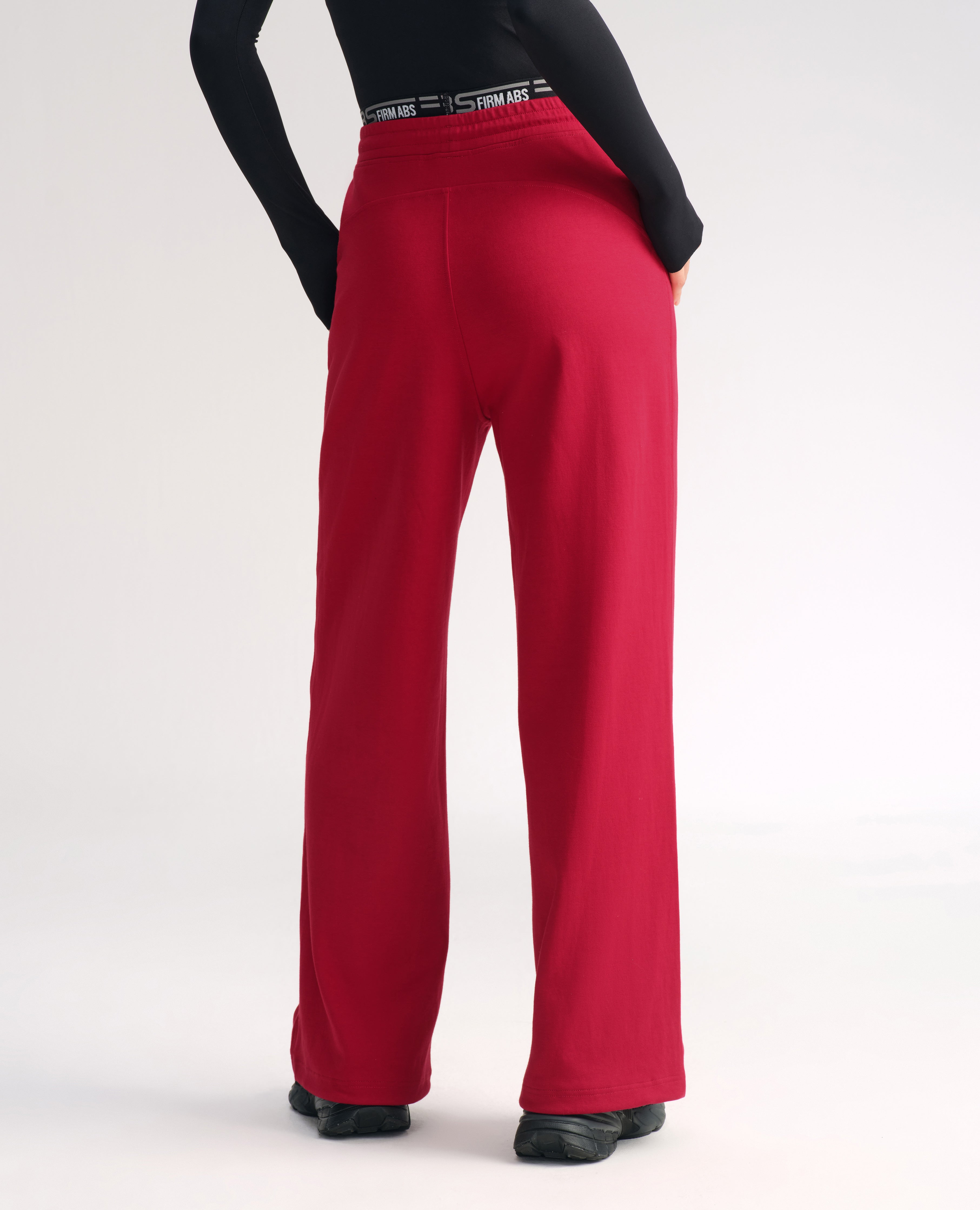 Loose Fit Athletic Drawstring Pants - Red