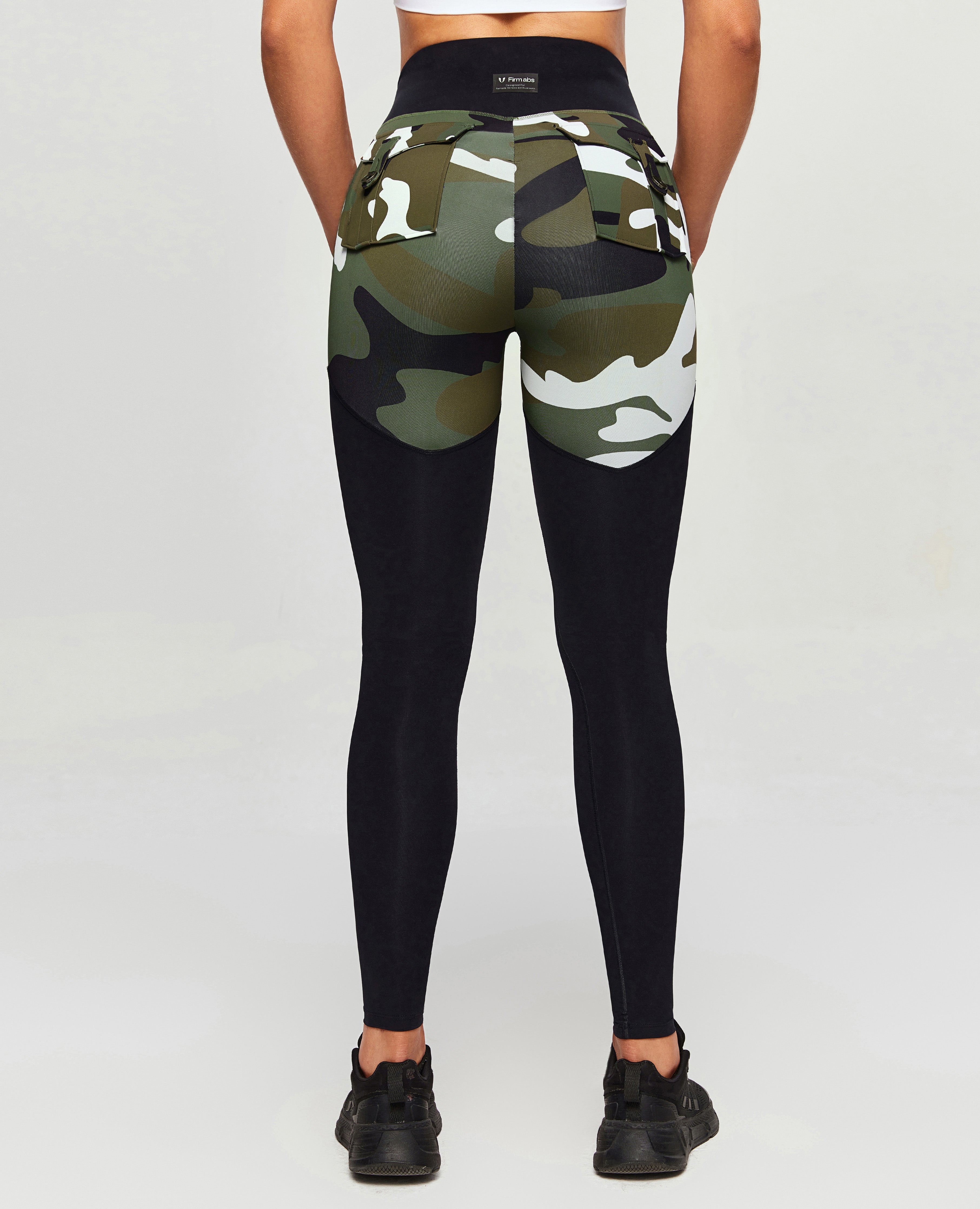 Leggings da palestra con v -waist - mimetizzaggio verde bianco