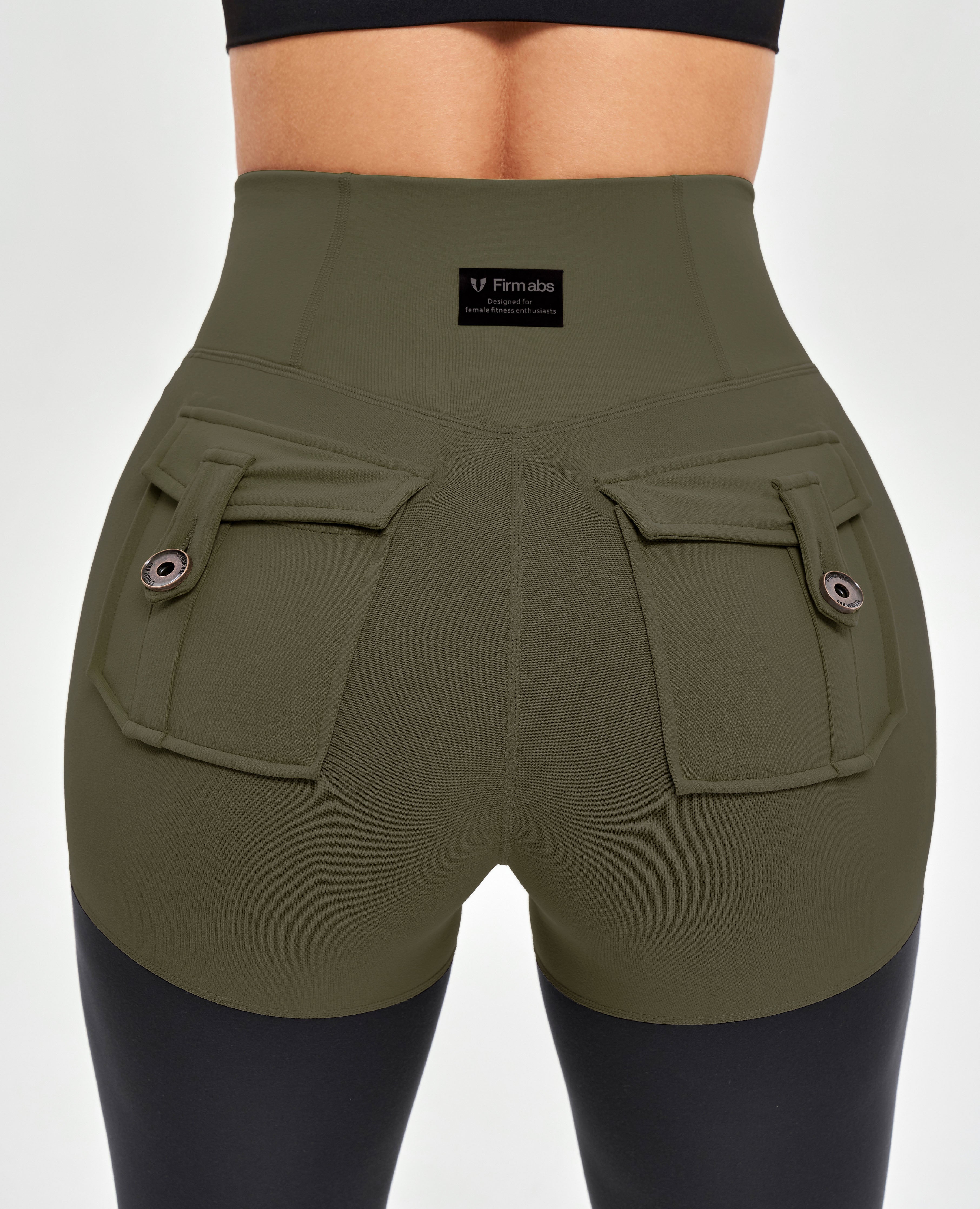 Cargo-Sportleggings – Dunkelgrün und Schwarz