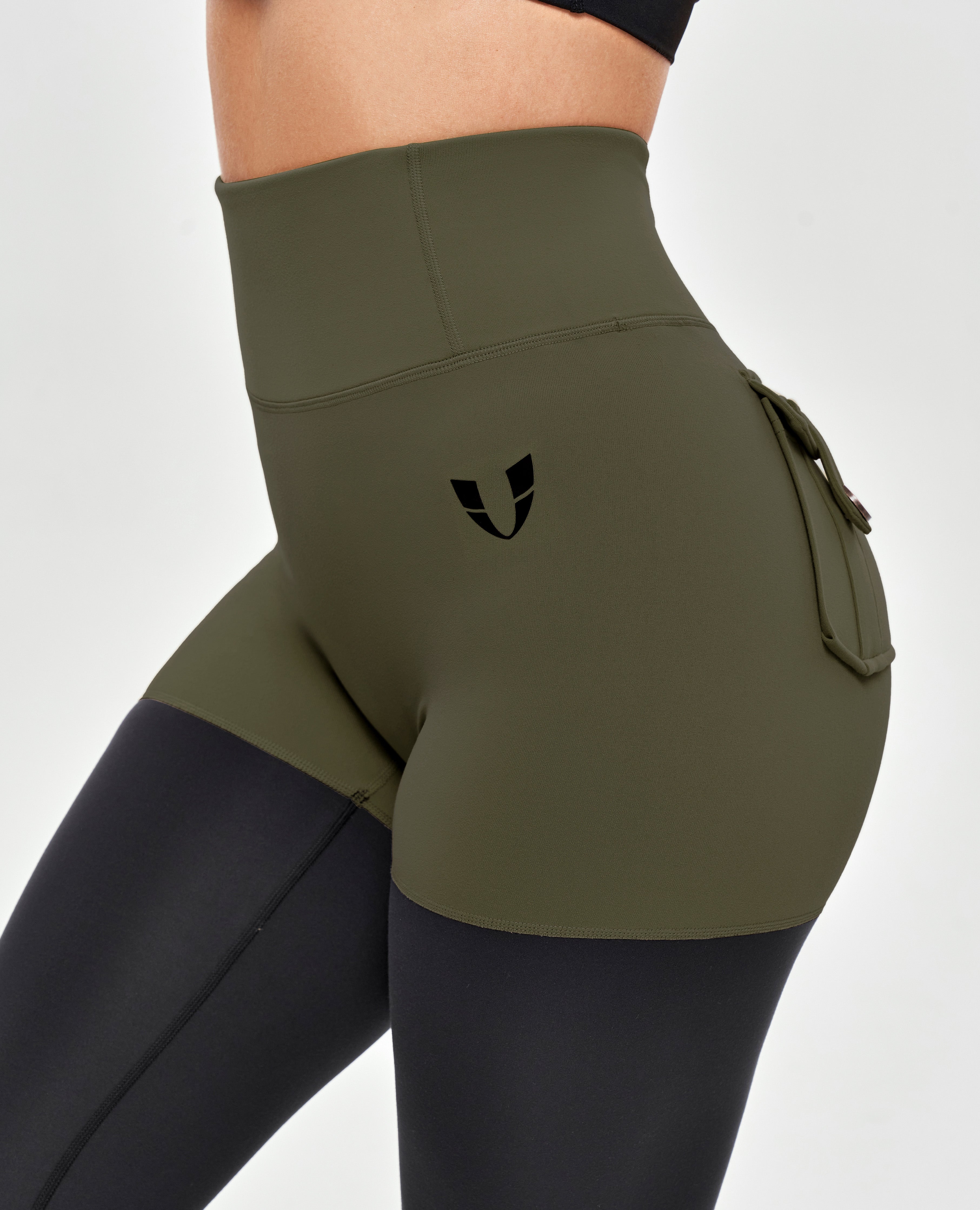 Cargo-Sportleggings – Dunkelgrün und Schwarz