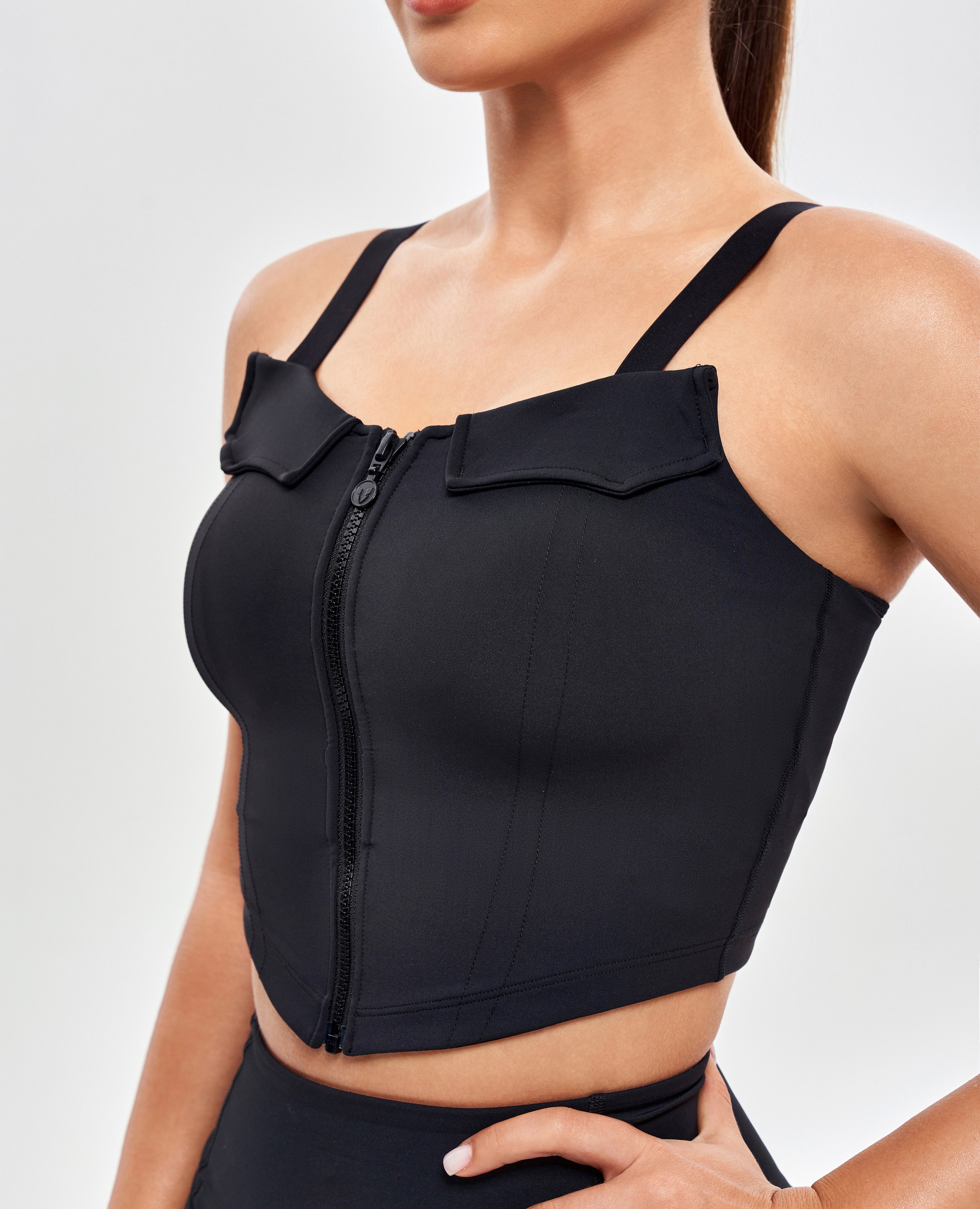 Gepolstertes Cargo-Tanktop – Schwarz