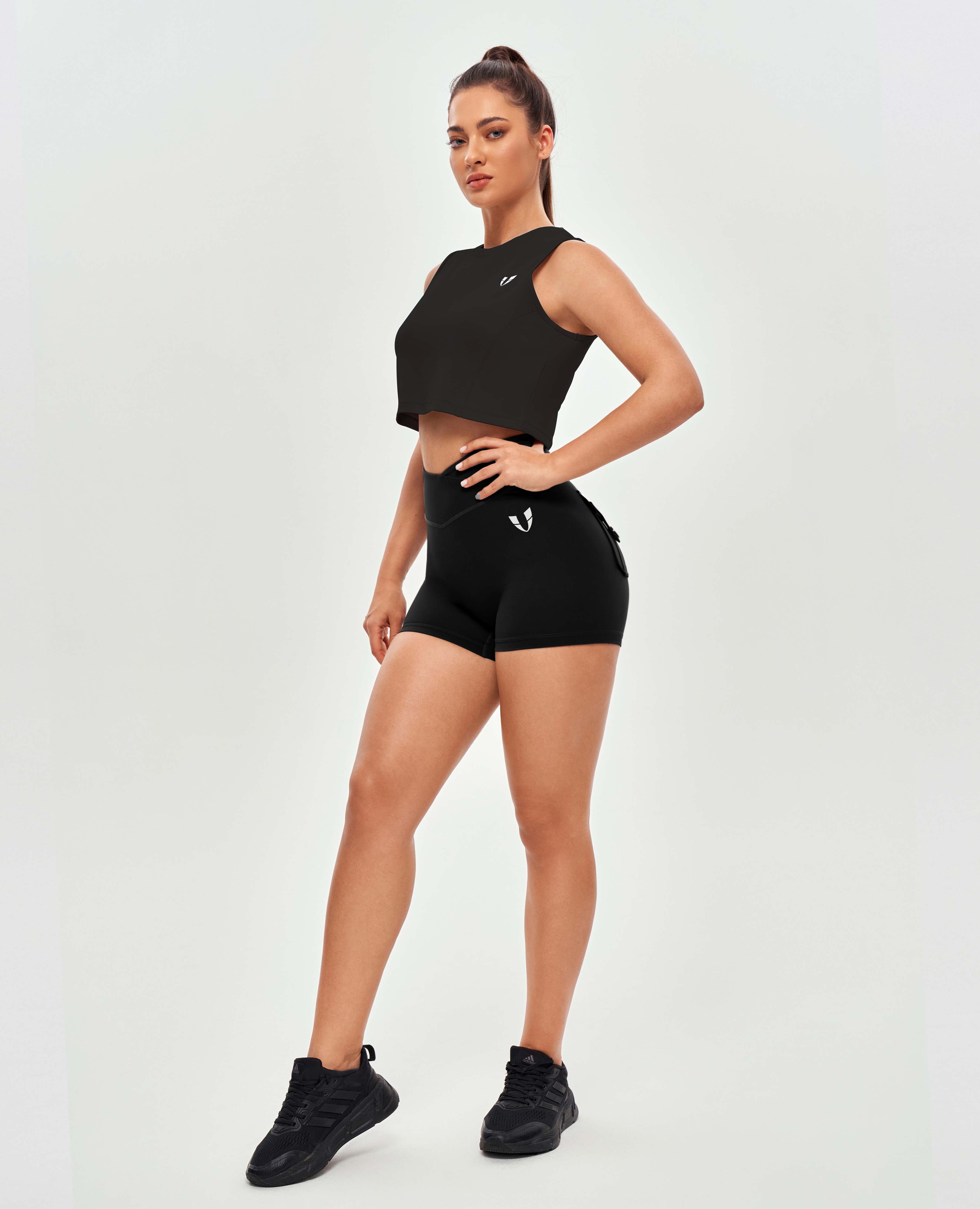 Crop sportive top-noir