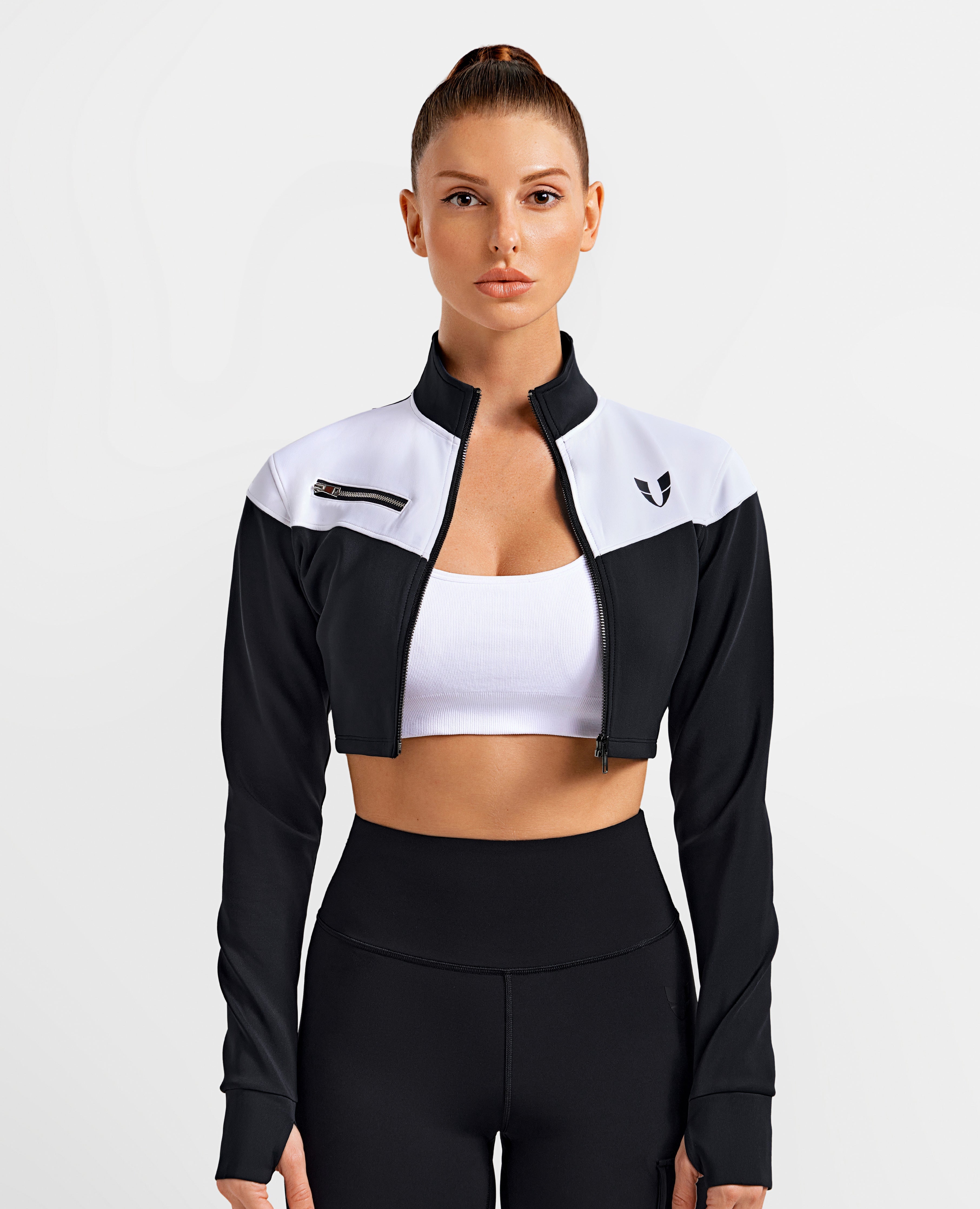 Chaqueta de cultivo de forma vívida - blanco y negro