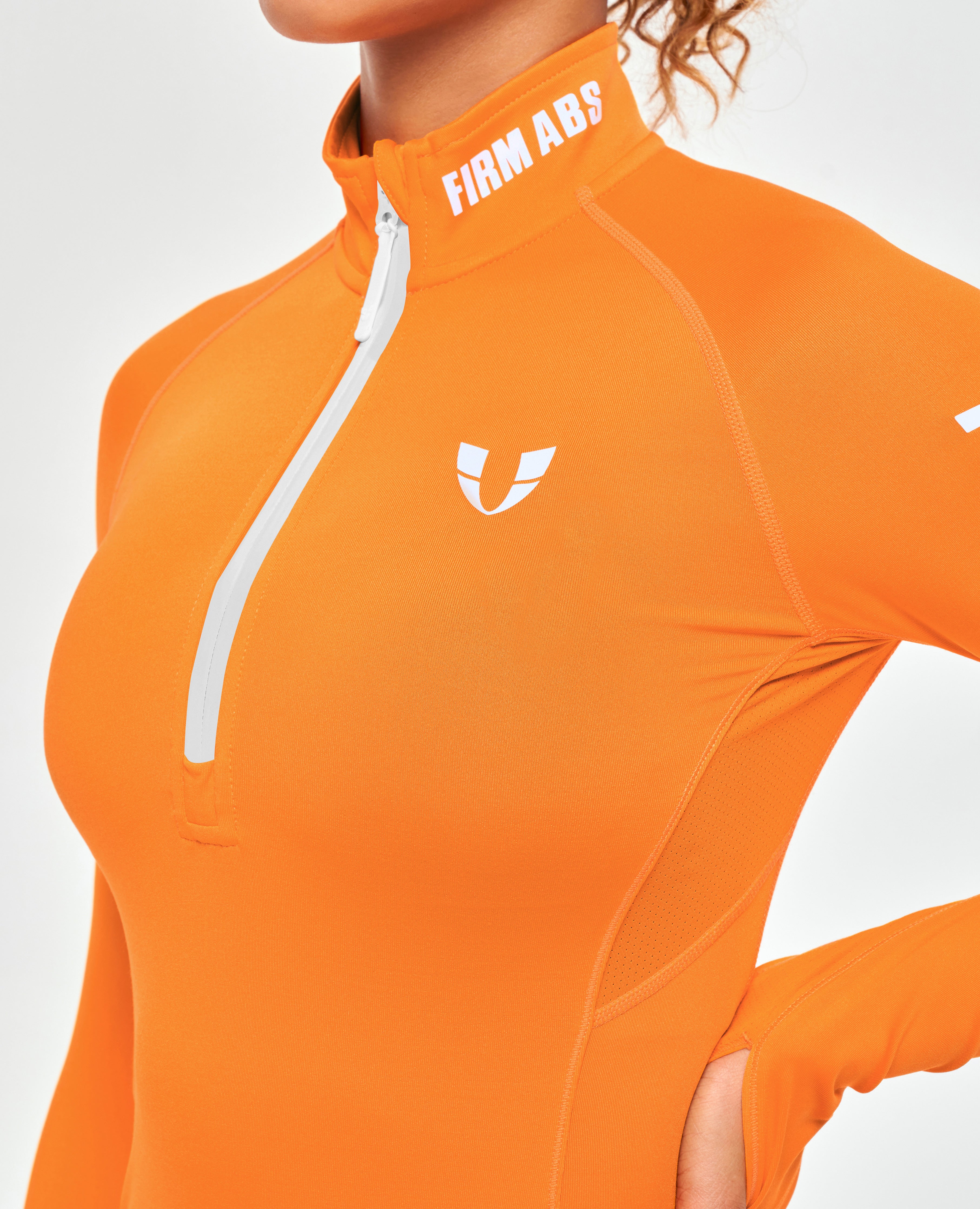 Half Zip Long Sleeve Top - Orange