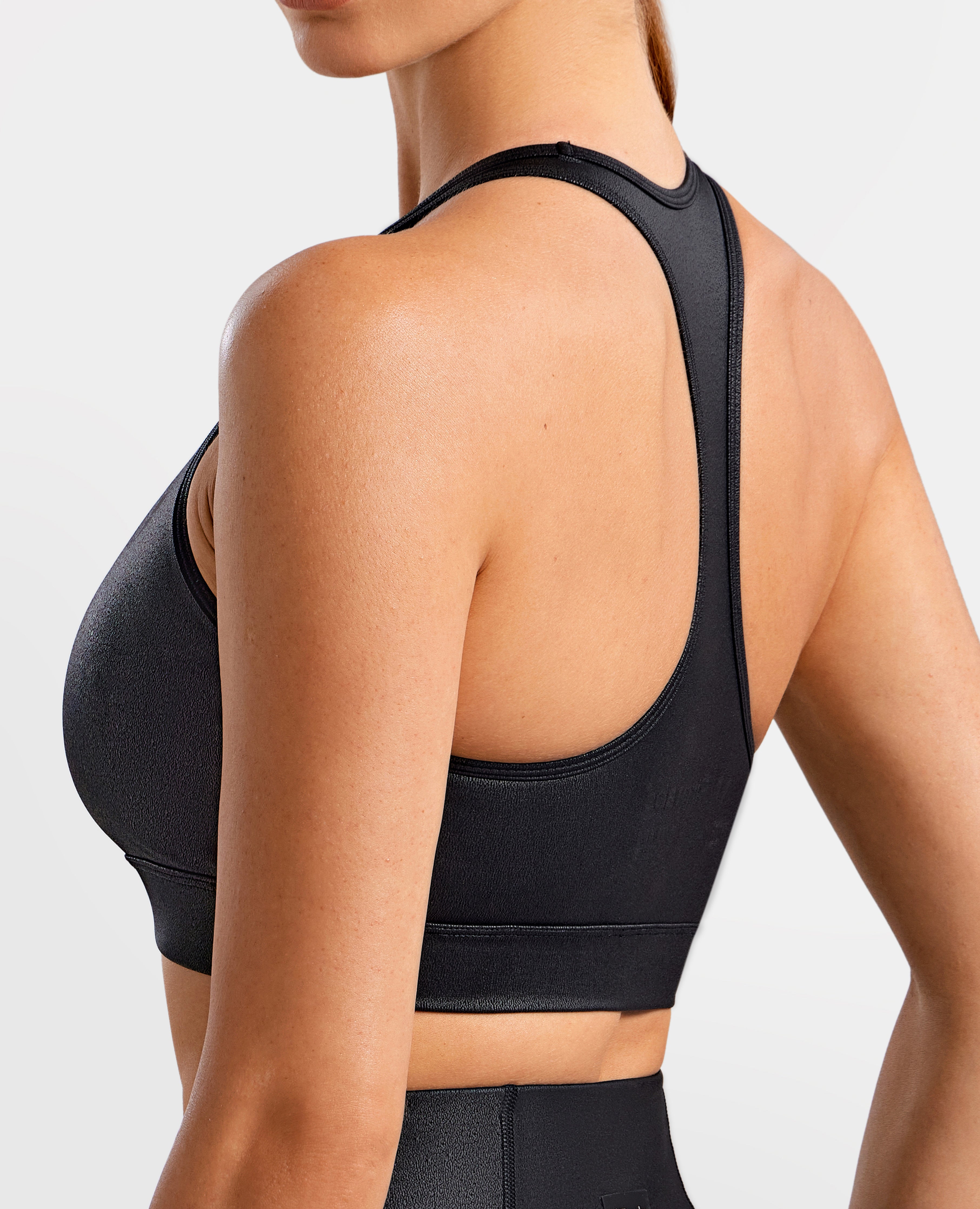 Bra actif en cuir en faux cuir - noir