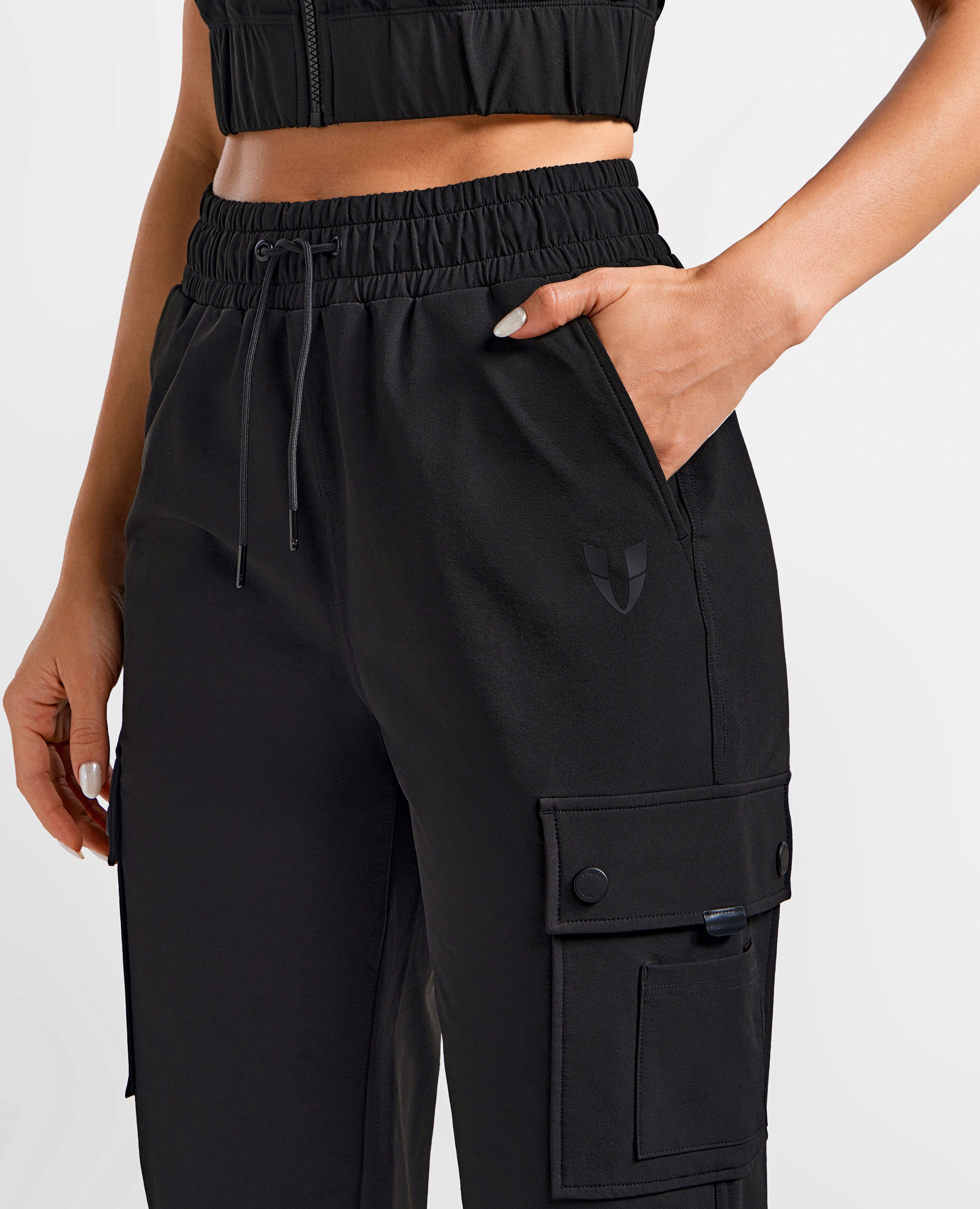 Cargo Pocket Moto Leggings - Black