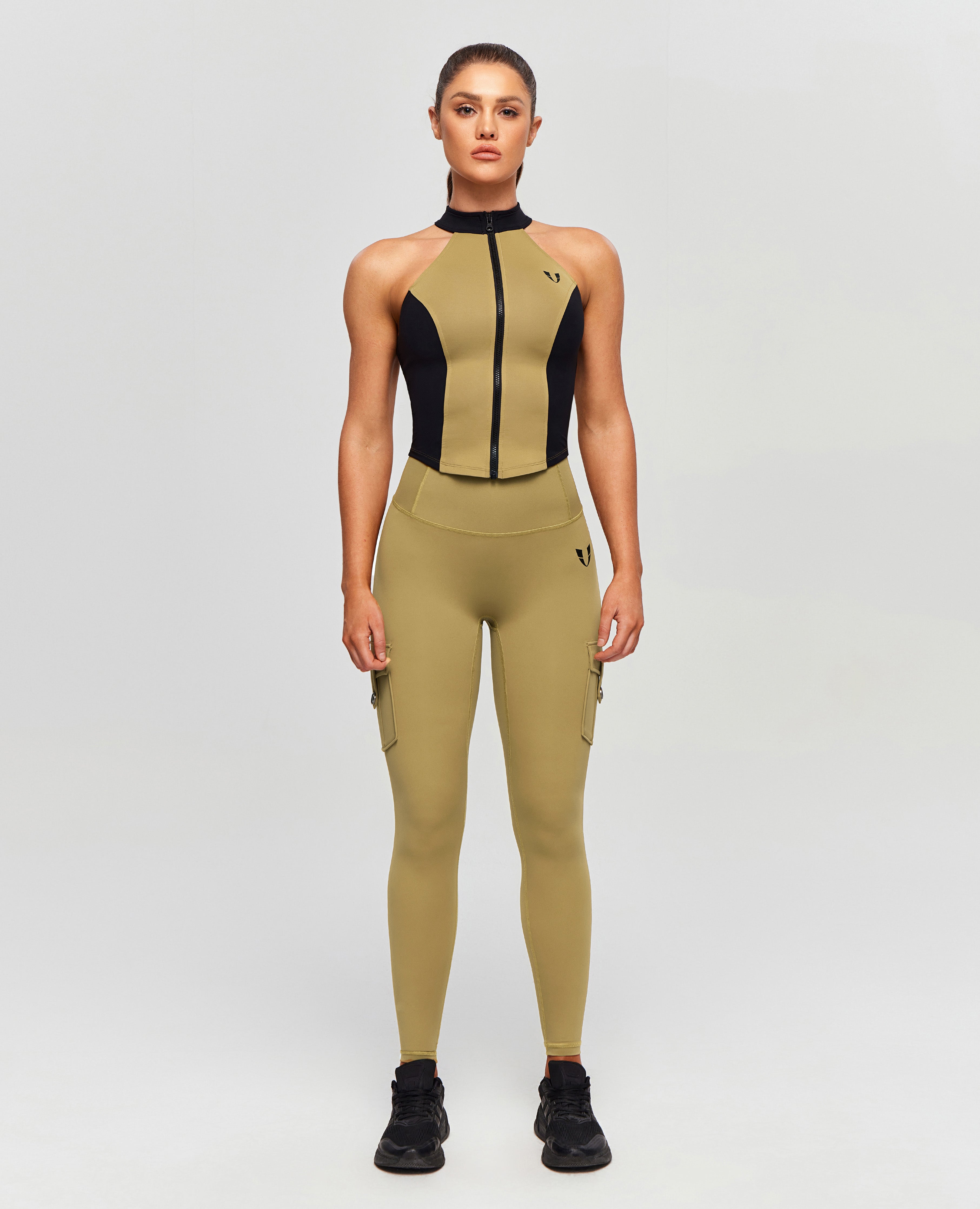 Gym Tank in Contrast Color – Brown and Black