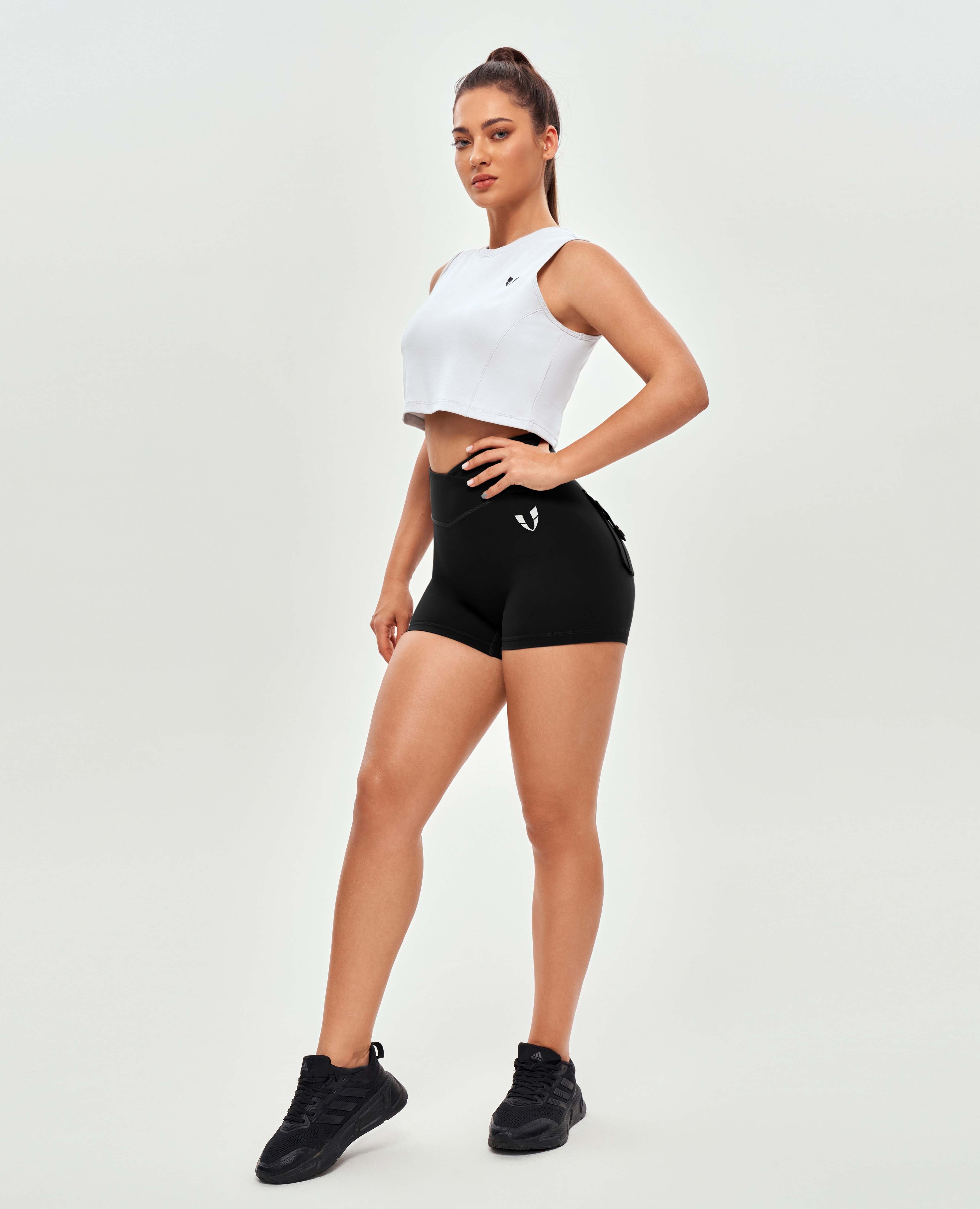 Crop sportive top-blanc