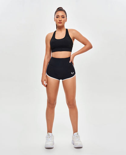 Shorts mit hoher Taille – Schwarz