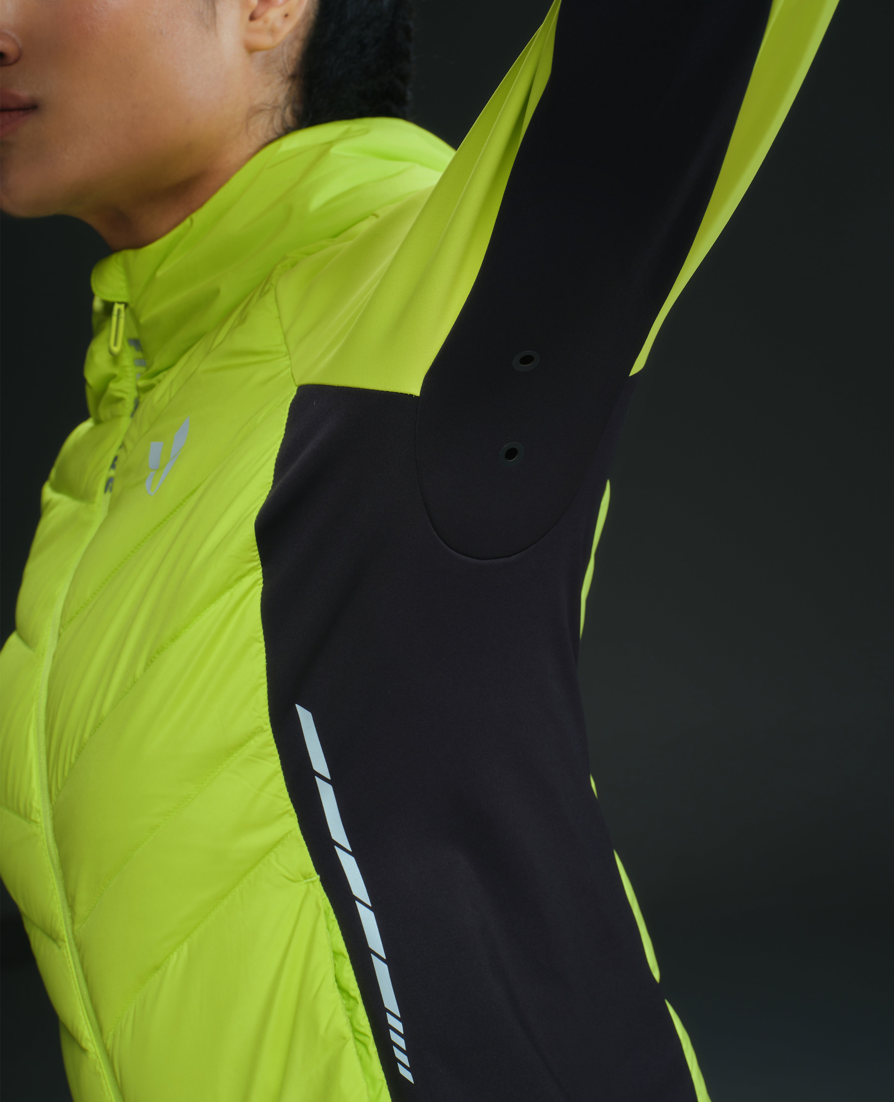 Lightweight Hooded Winter Down Jacket - Lemon Yellow and Black