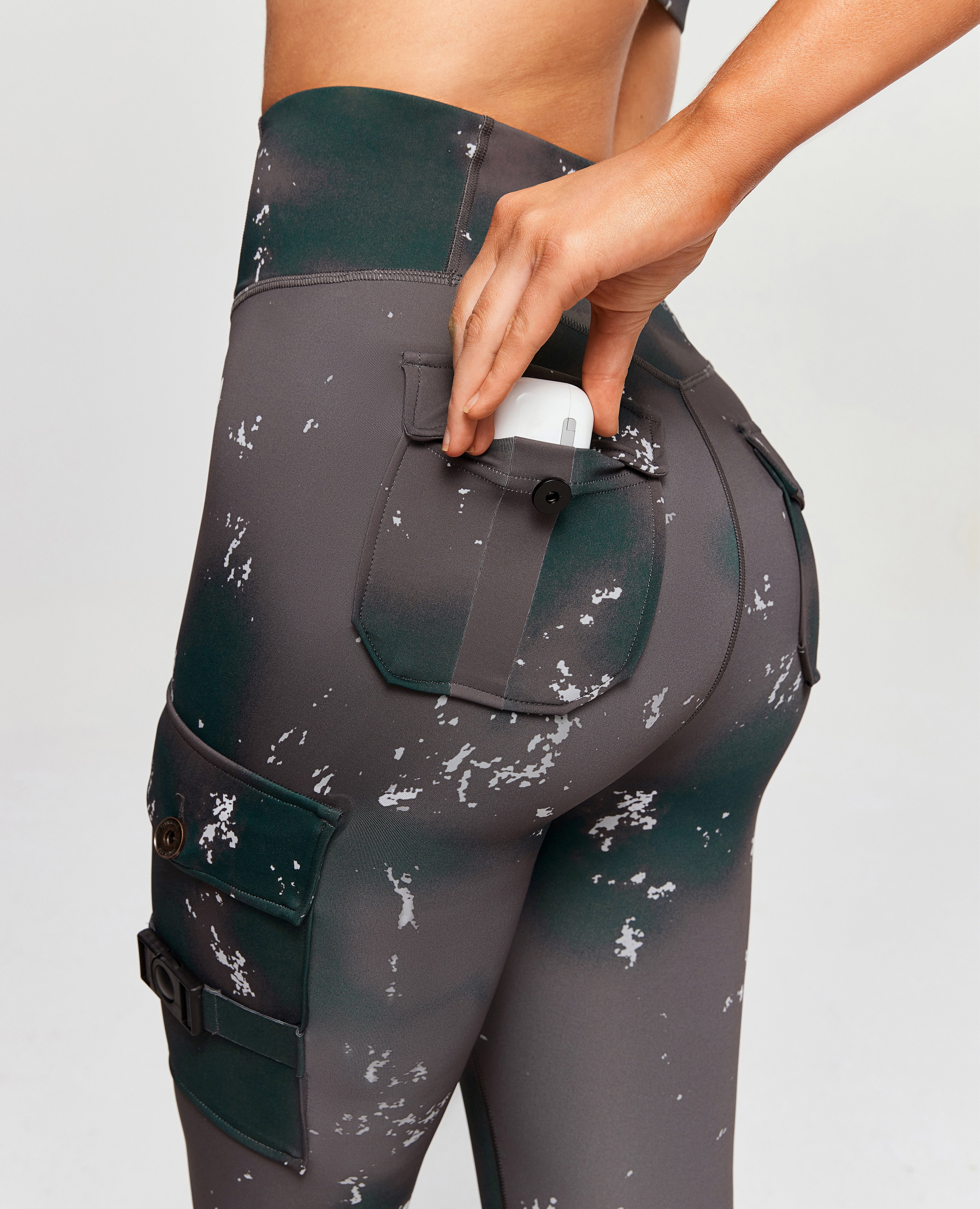 Cargo Fitness Leggings-Phantom Tie Dye