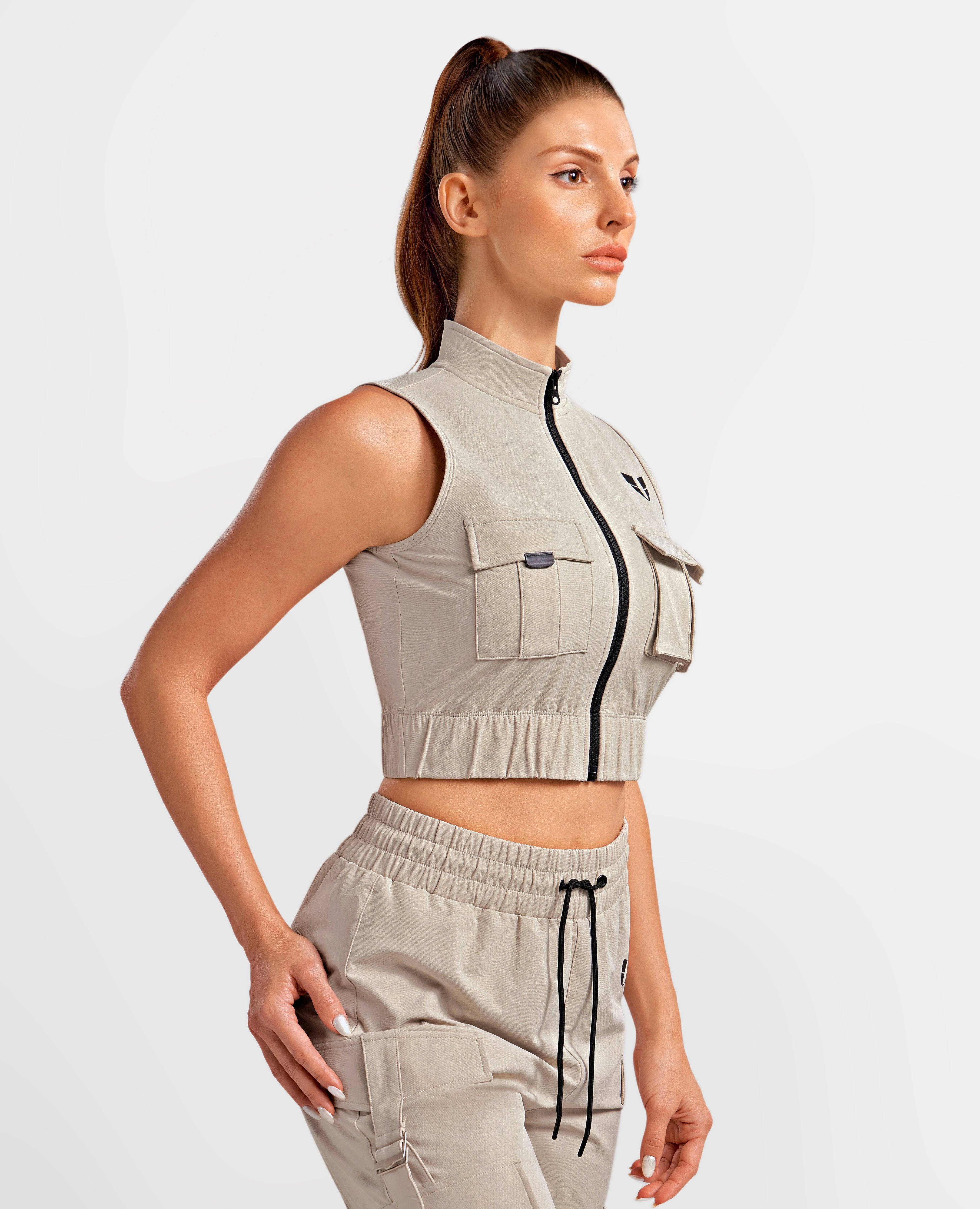 Cargo Power Moto Top - Apricot Gray