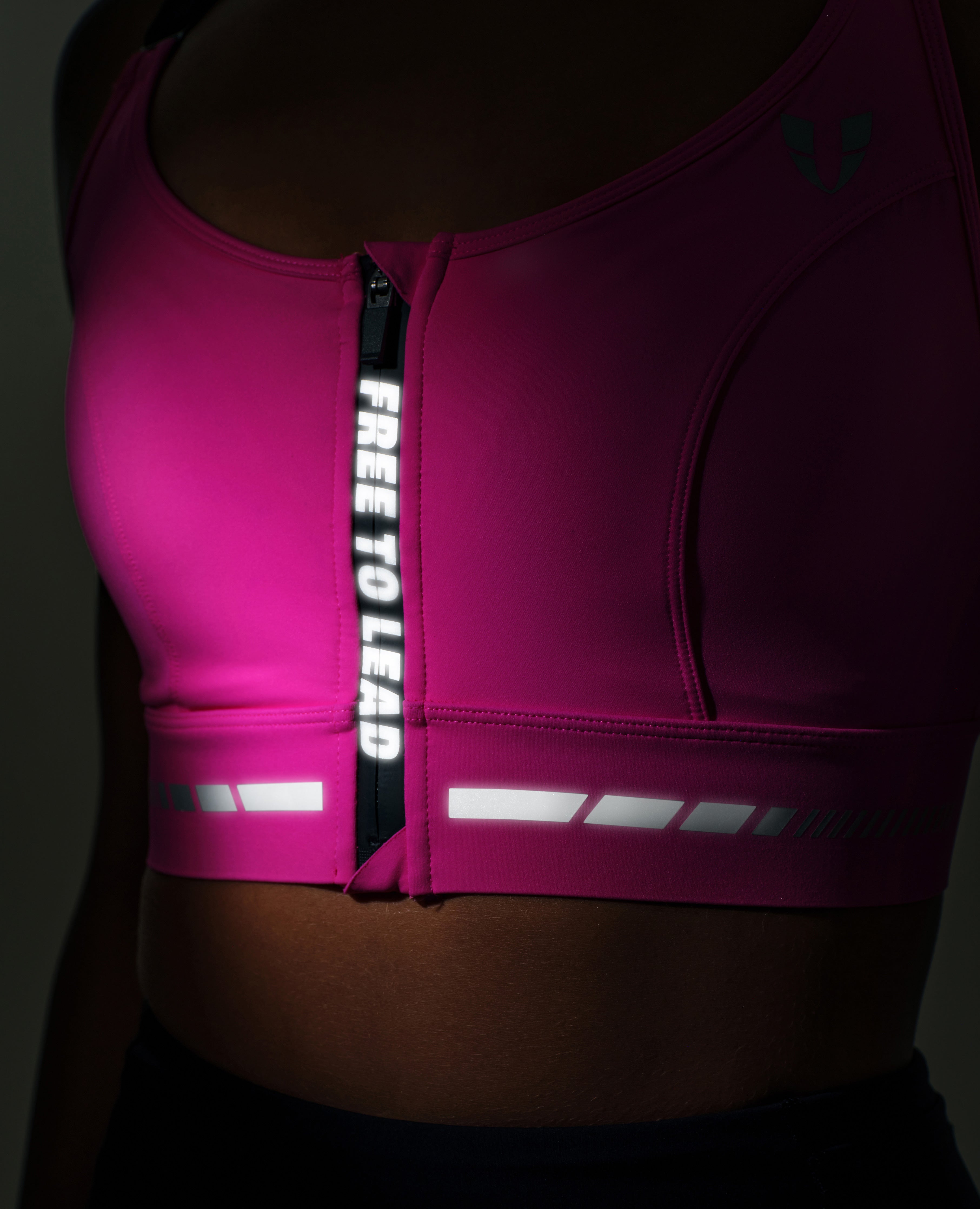 Zip Up High Support Active Bra - Dark Pink