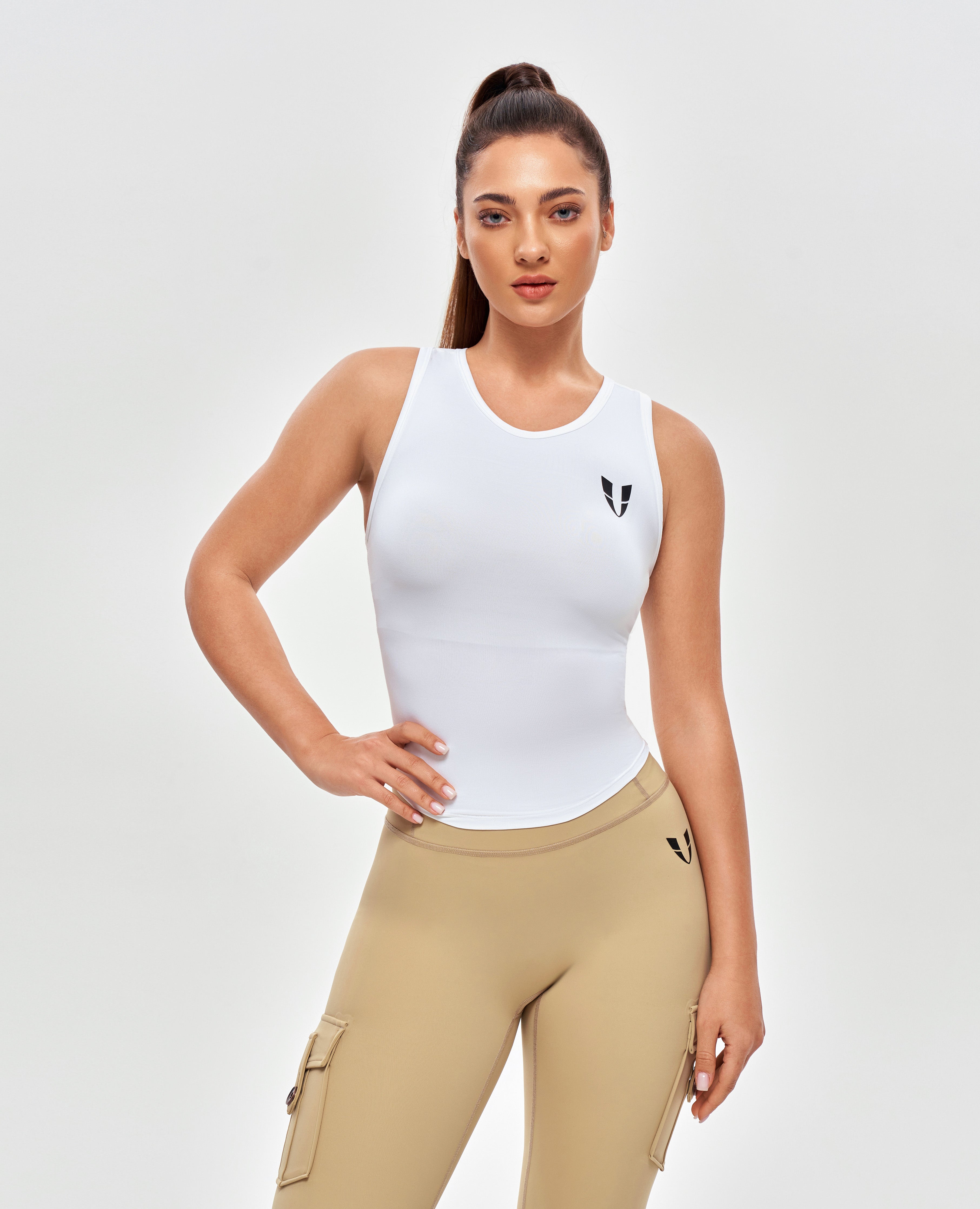 Sport-Tanktop mit Rundhalsausschnitt – Weiß