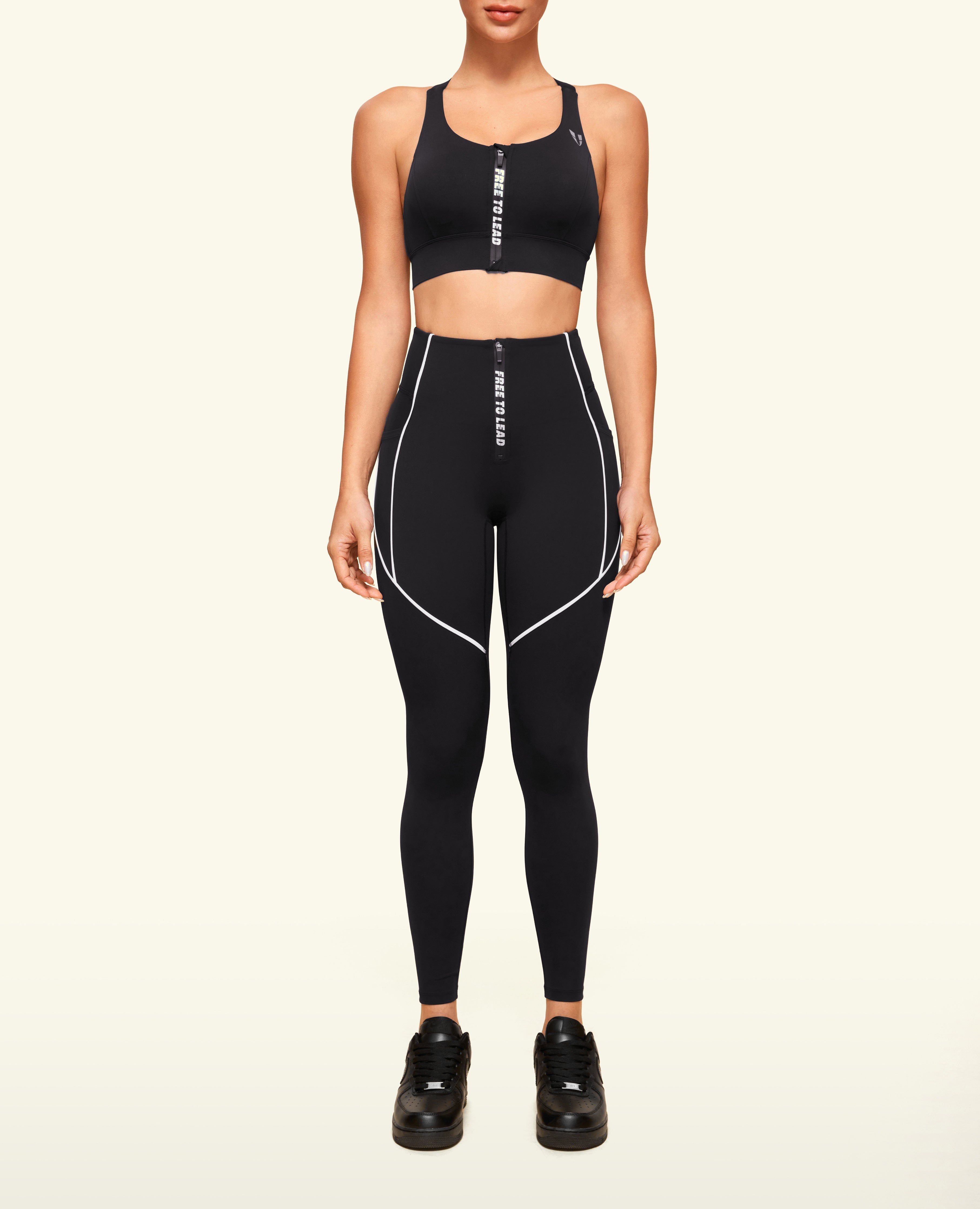 Energy Zip Front High Support Sports Bra - Black