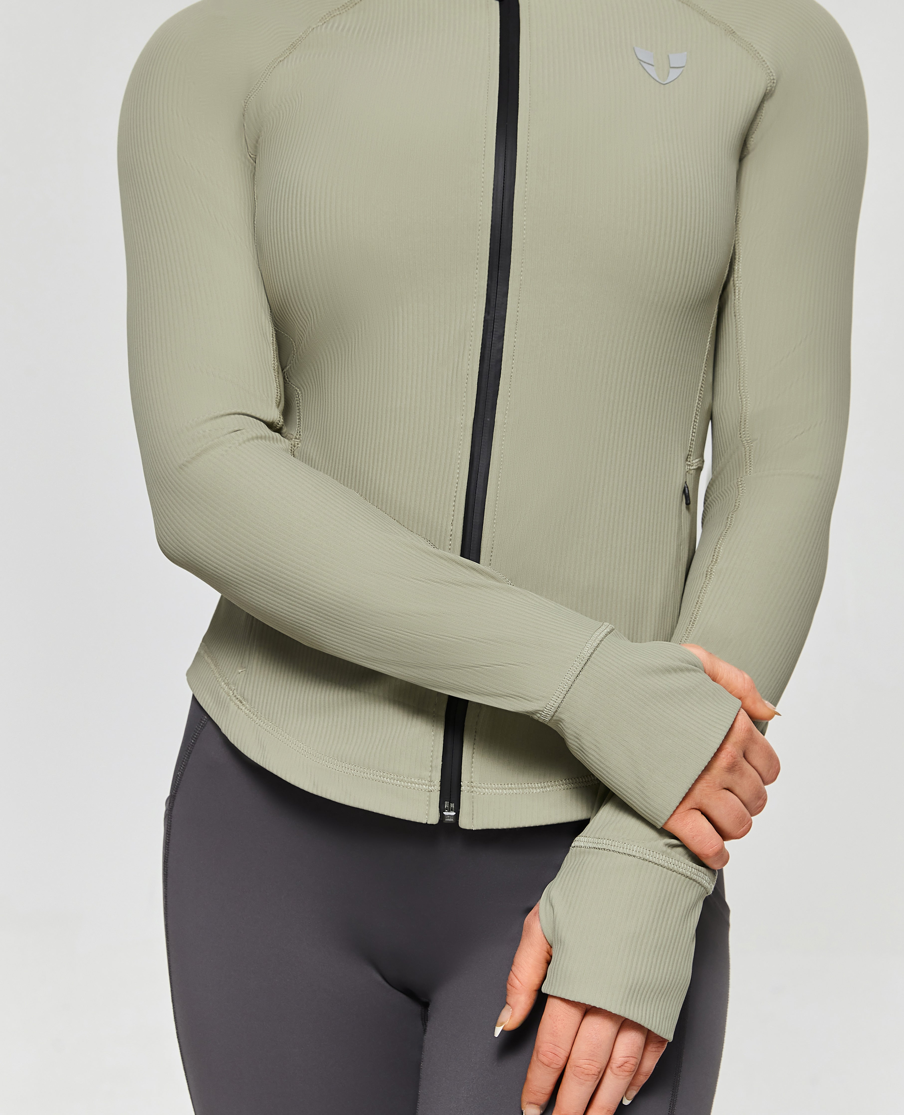 Veste de gym côtelée - vert gris