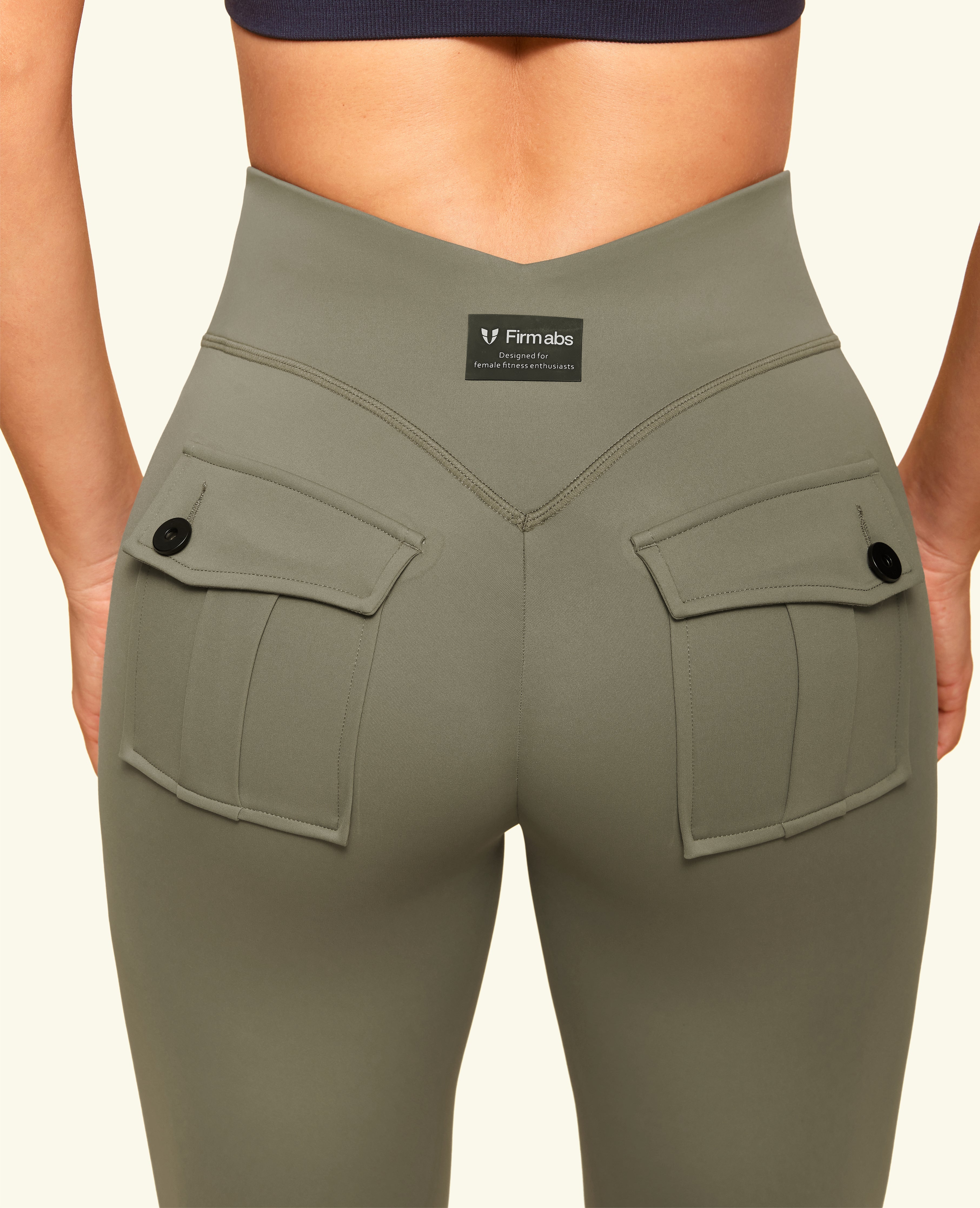 Zip Pocket avant de leggings puissants - Green de l'armée