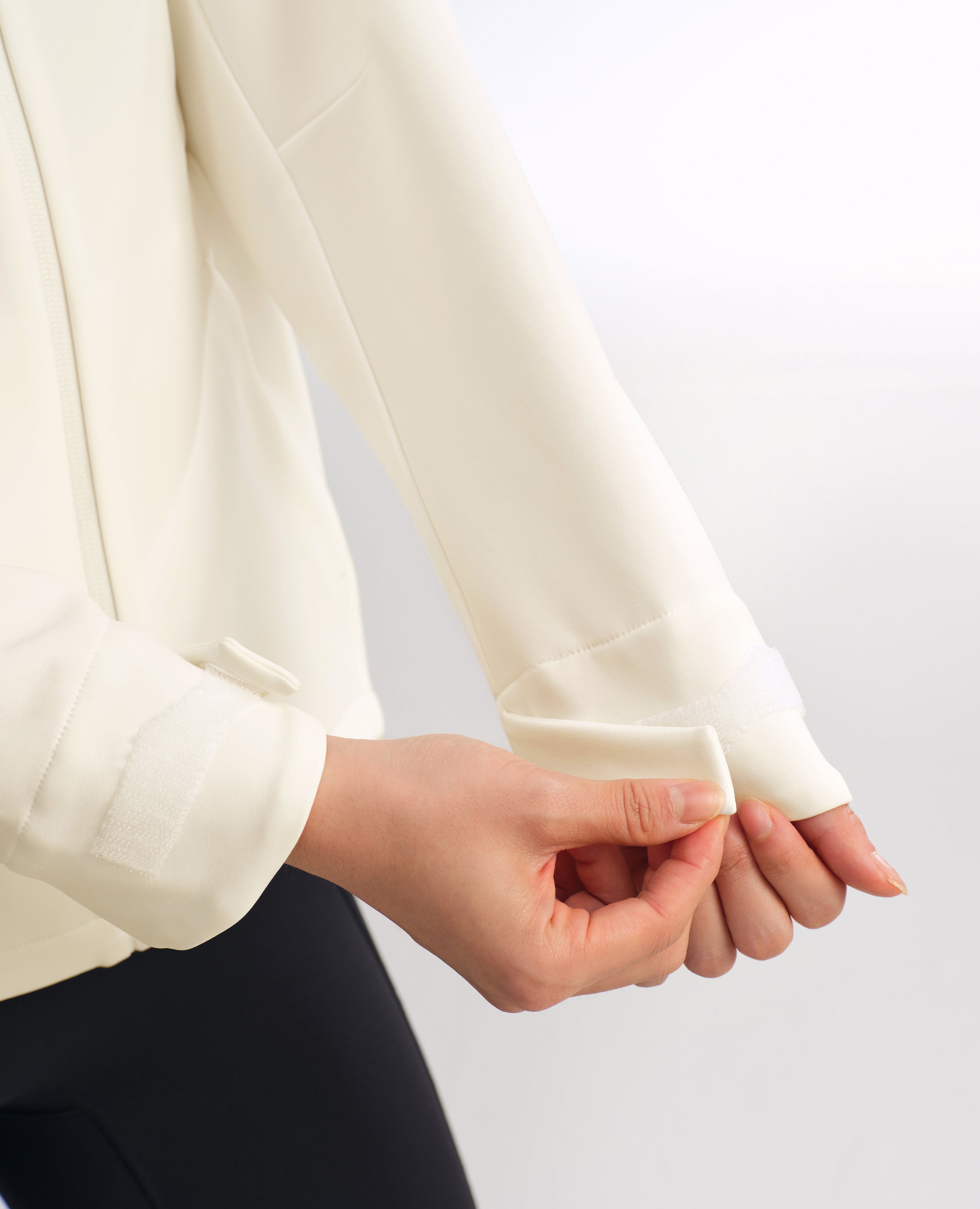 Fleece Lined Zip Up Hoodie Jacket - White