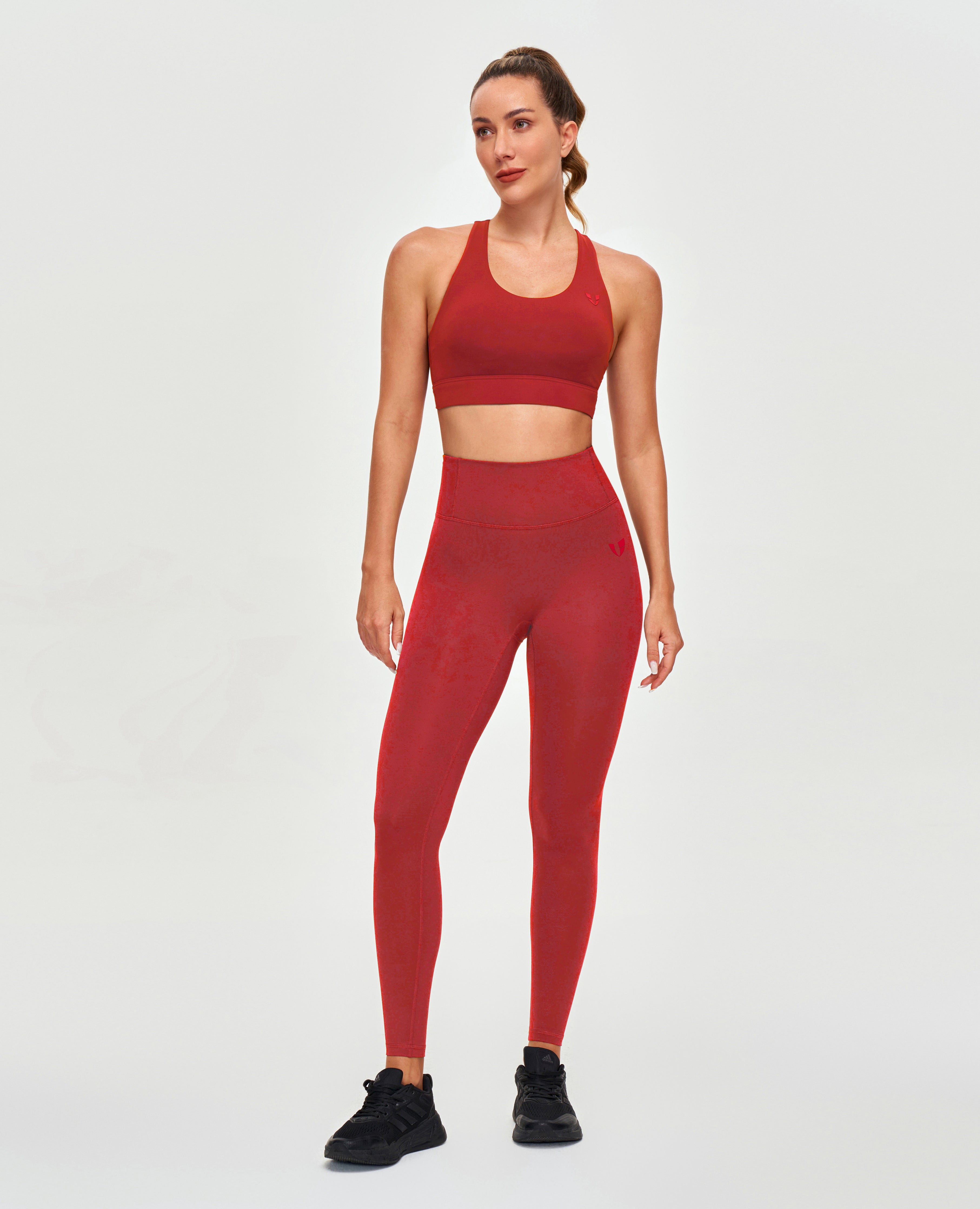 Leggings de compression de taille haute firmabs - rouge