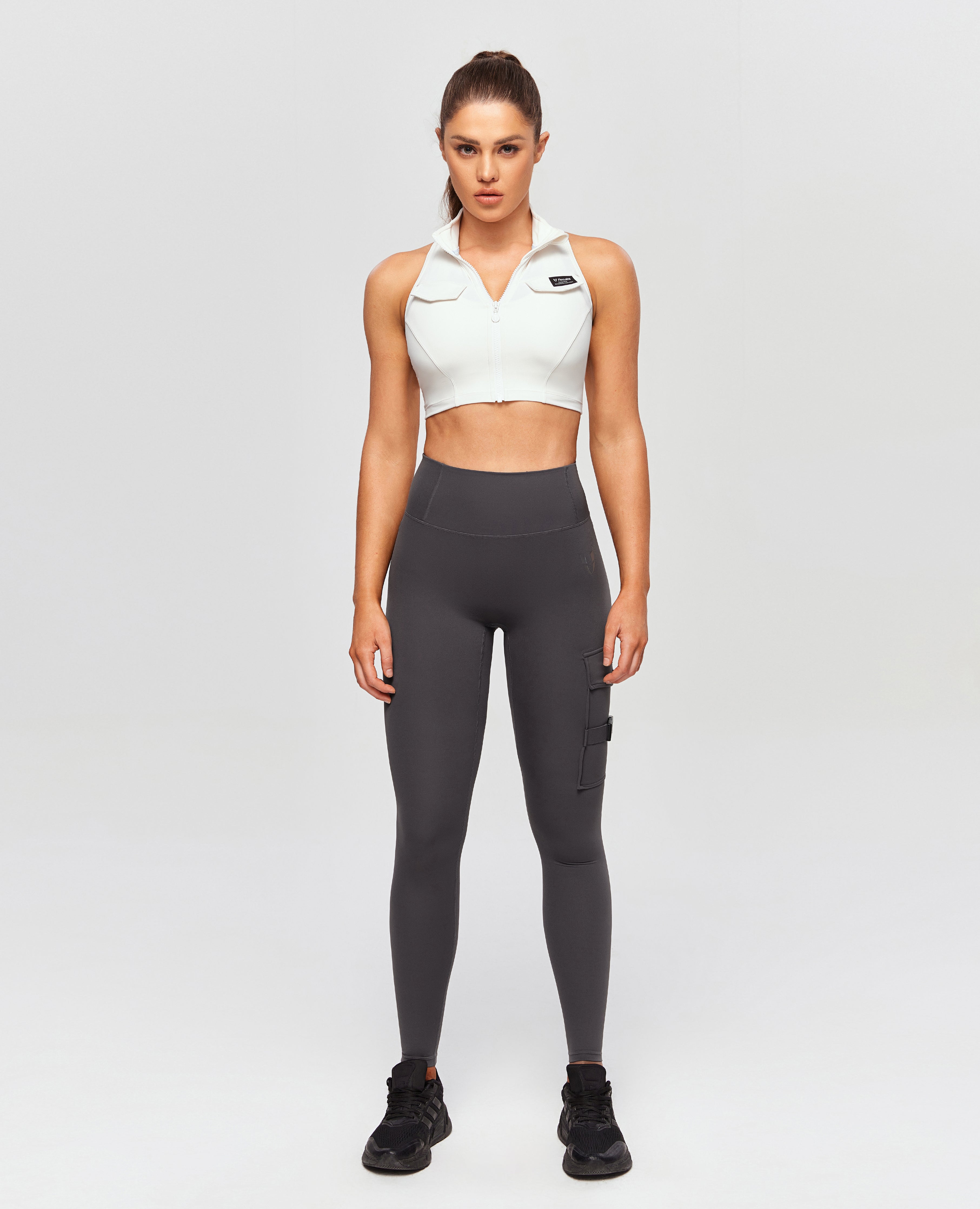 Cargo Fitness Leggings Plus – Elefantengrau