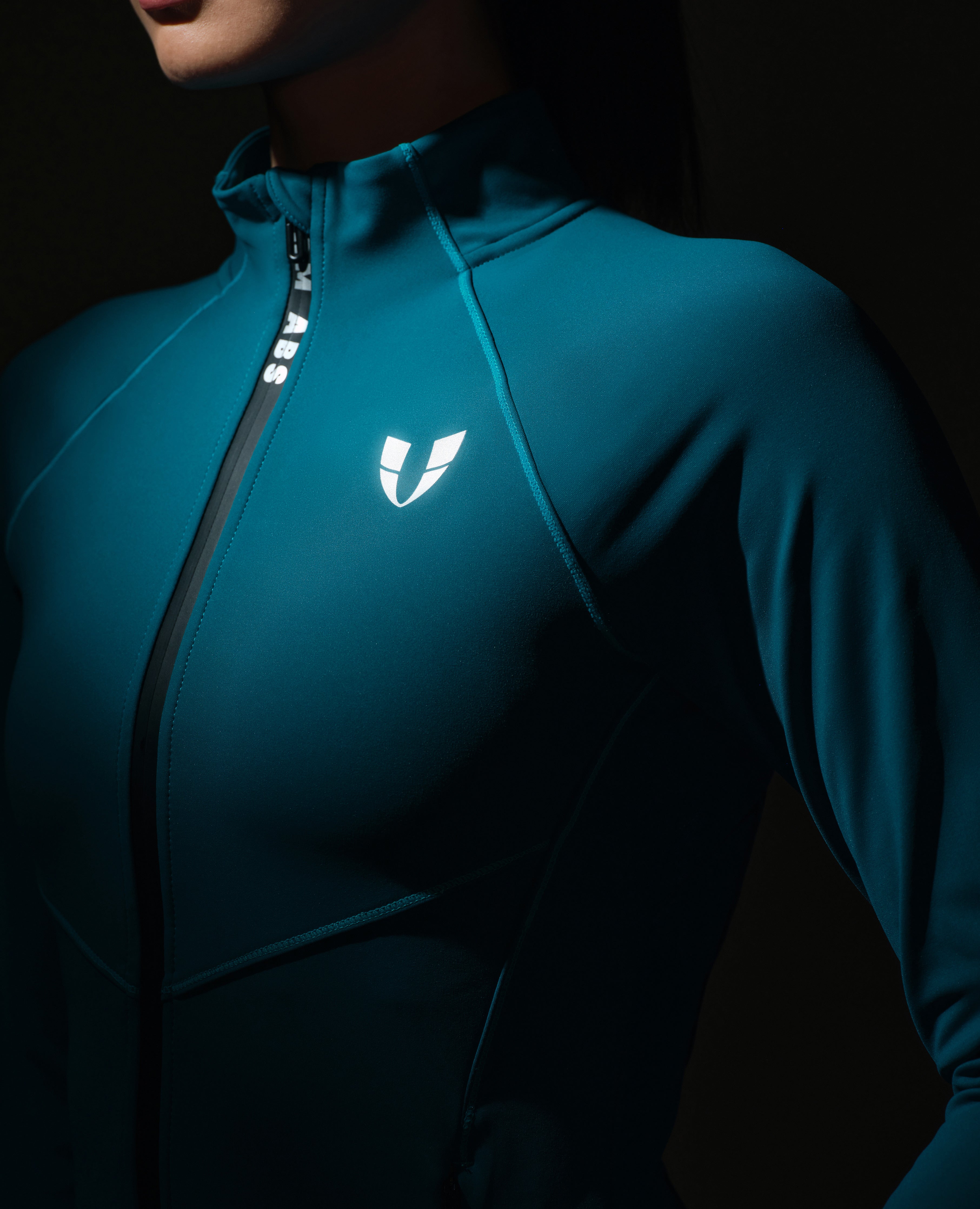 Veste athlétique en polaire fine coupe slim - Bleu paon