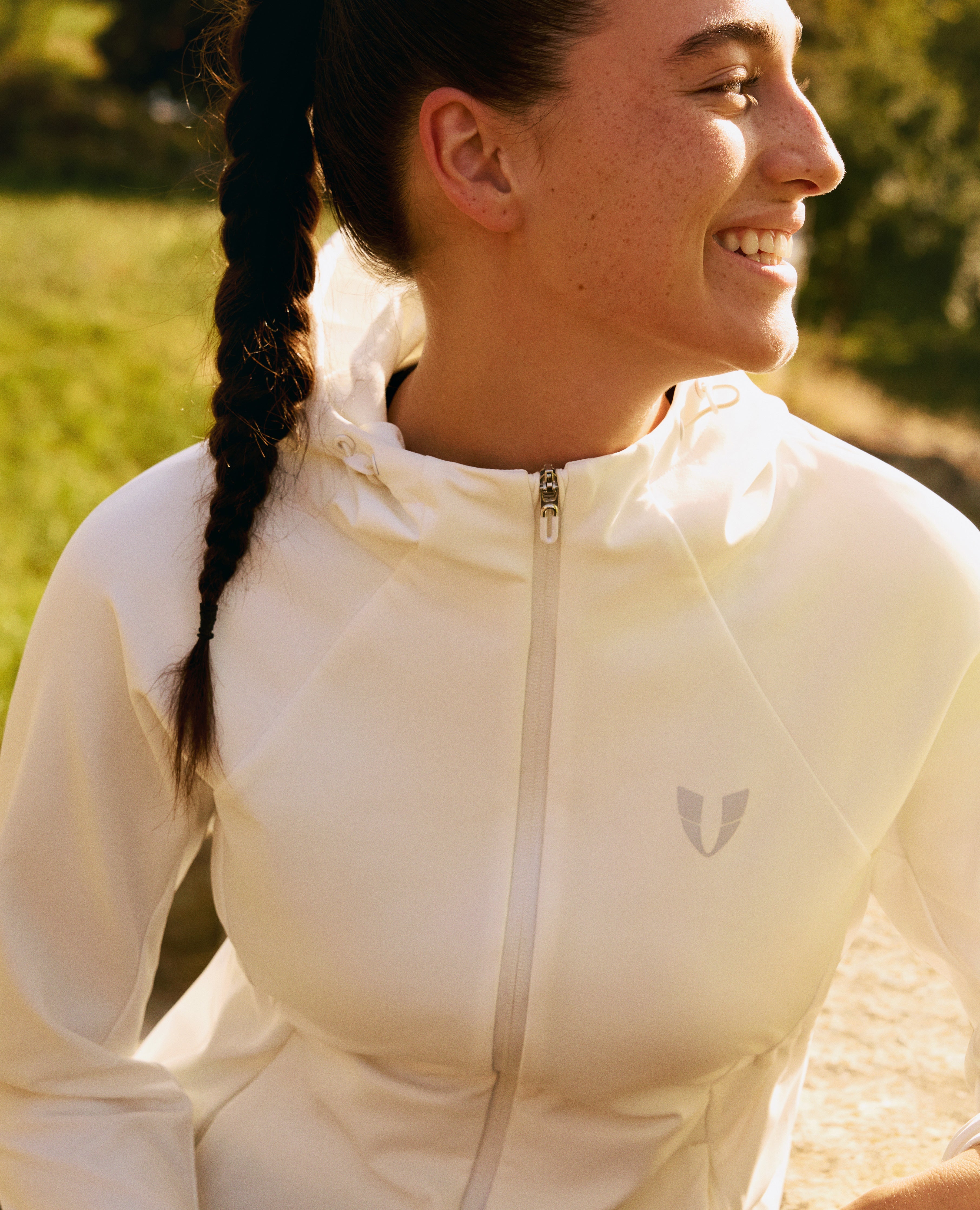 Fleece Lined Zip Up Hoodie Jacket - White