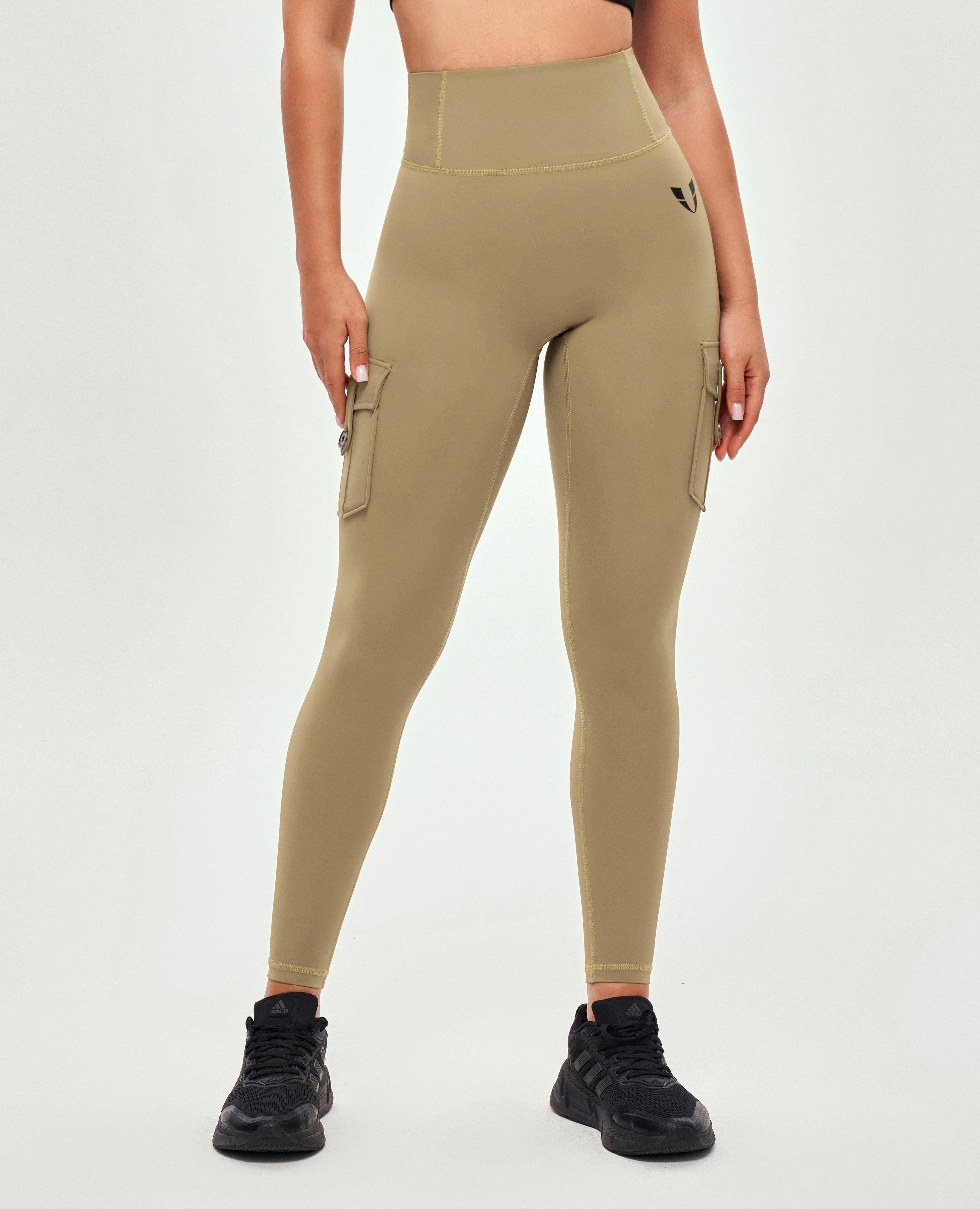 Cargo-Leggings mit hoher Taille – Hirschbraun