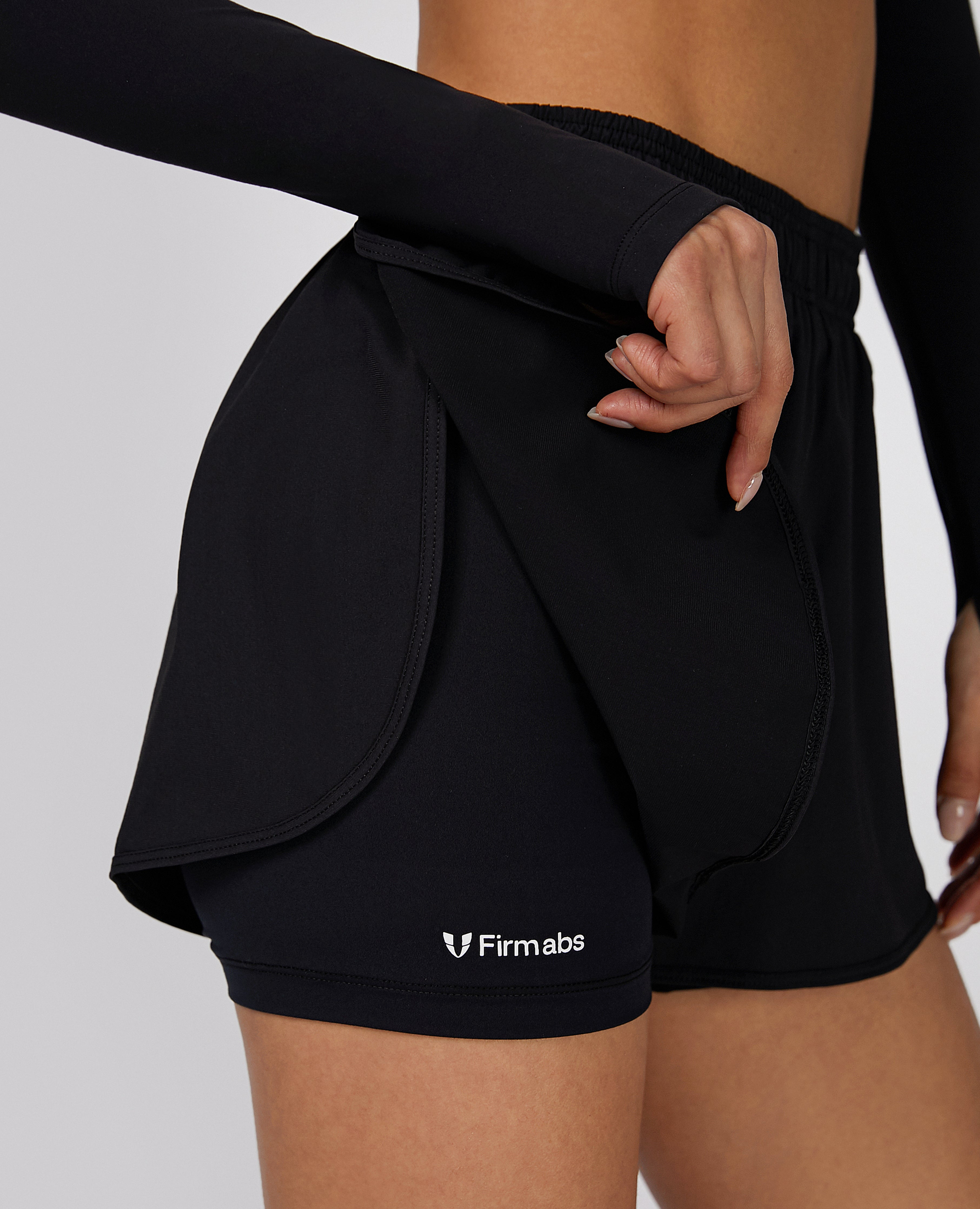 2-in-1-Laufshorts – Schwarz