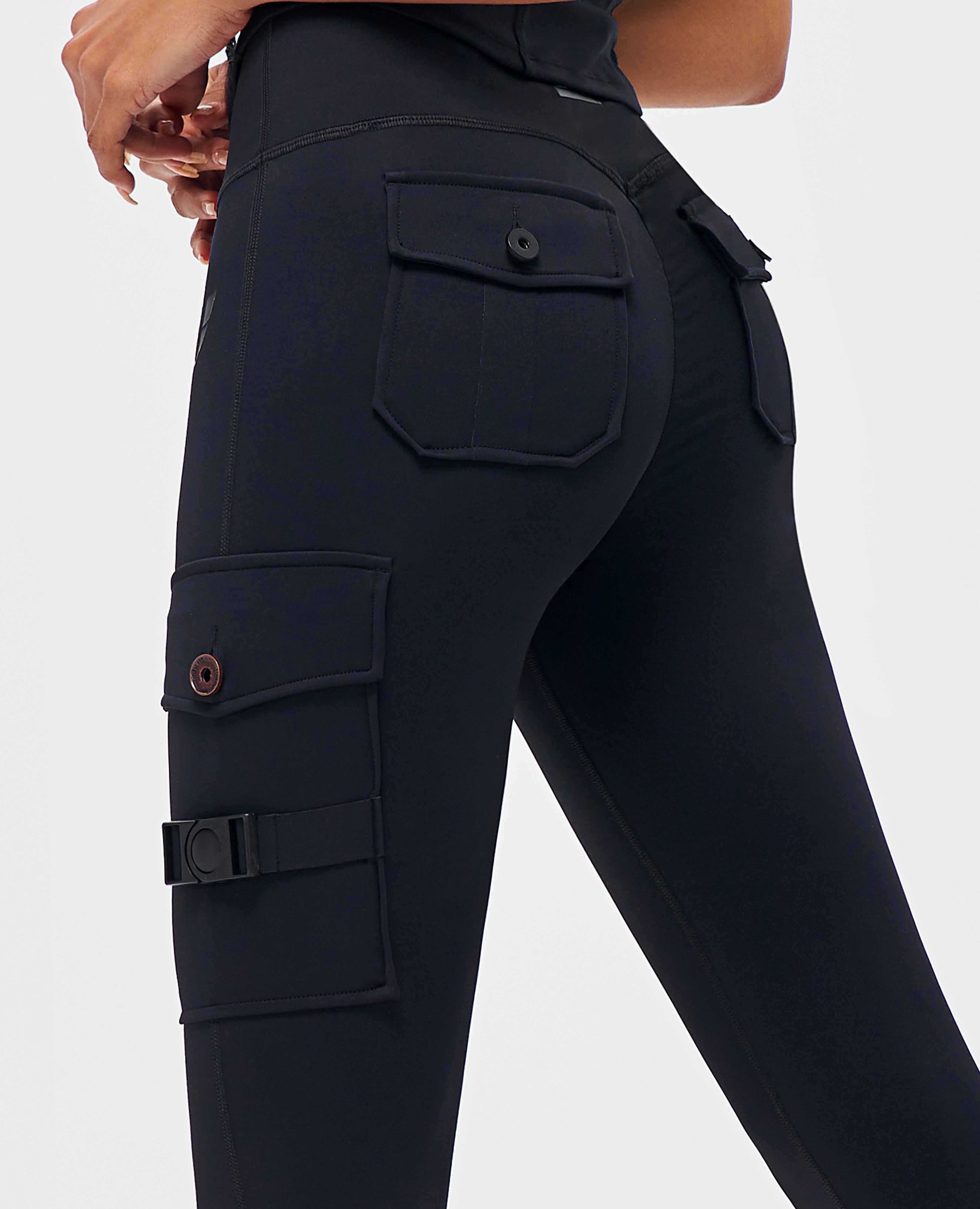 Cargo Fitness Leggings 2-teilig Schwarz + Grau