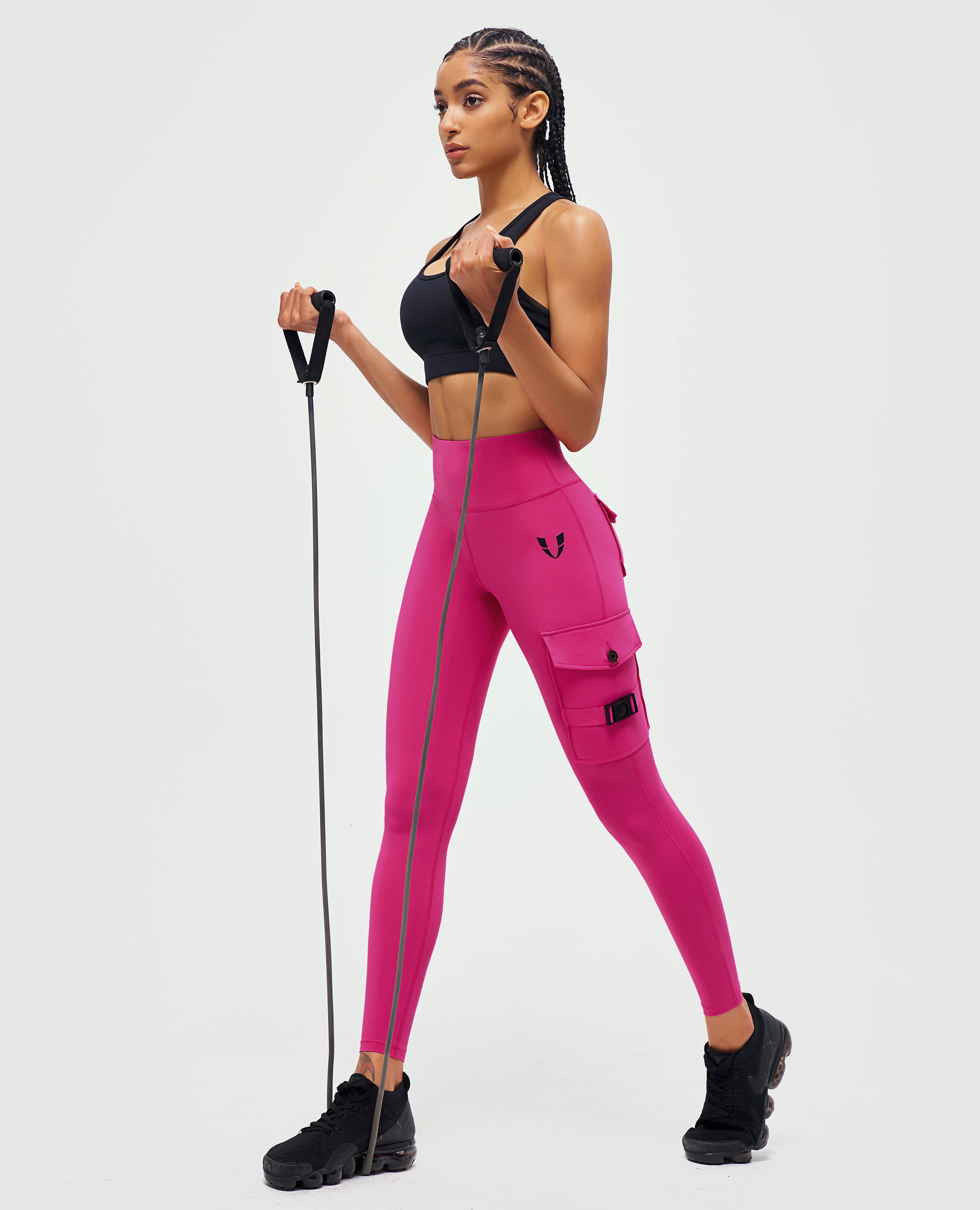 Cargo-Fitness-Leggings – Fuchsia