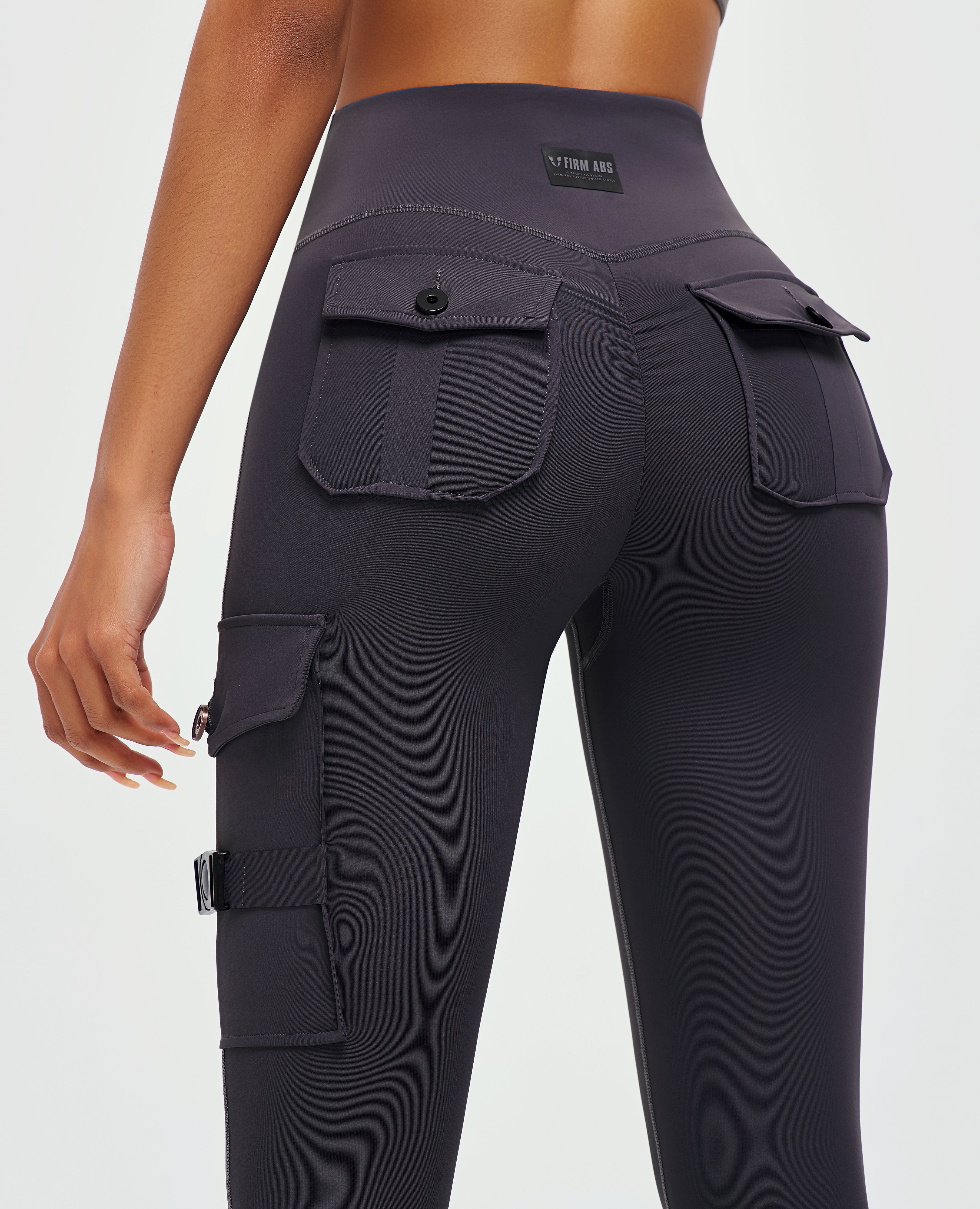 Cargo Fitness Leggings 2-teilig Schwarz + Grau