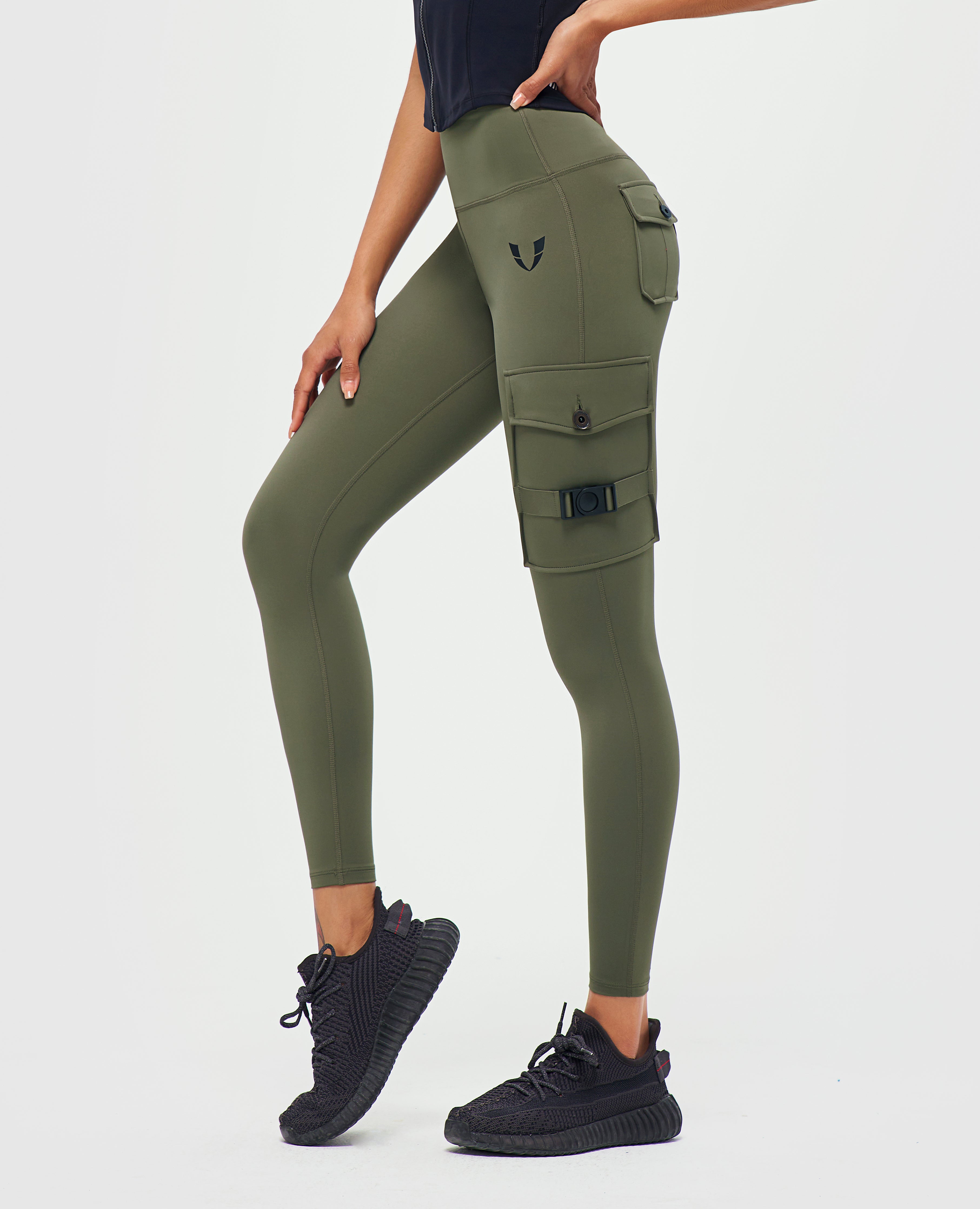 Cargo Fitness Leggings – Oliv