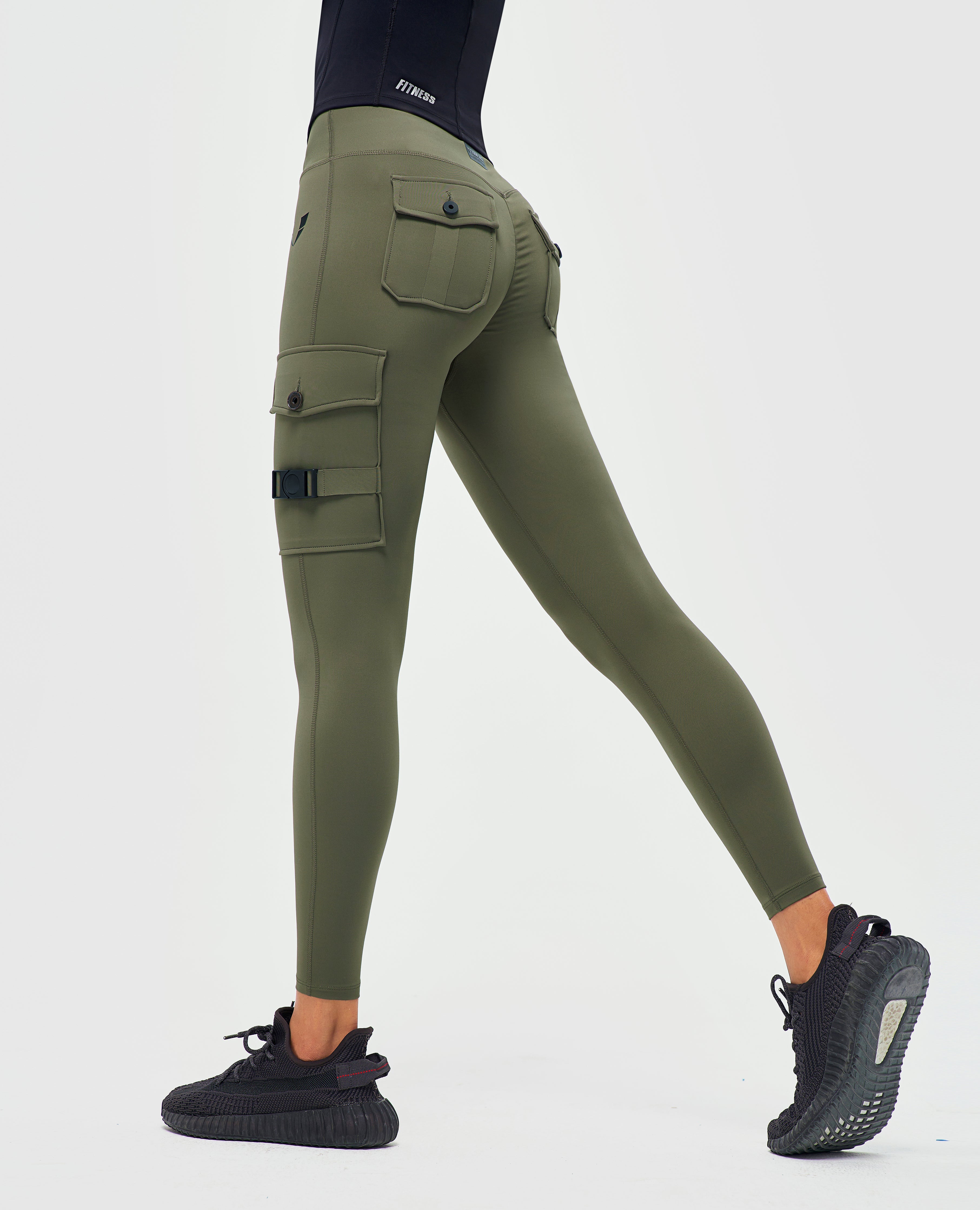 Cargo Fitness Leggings – Oliv