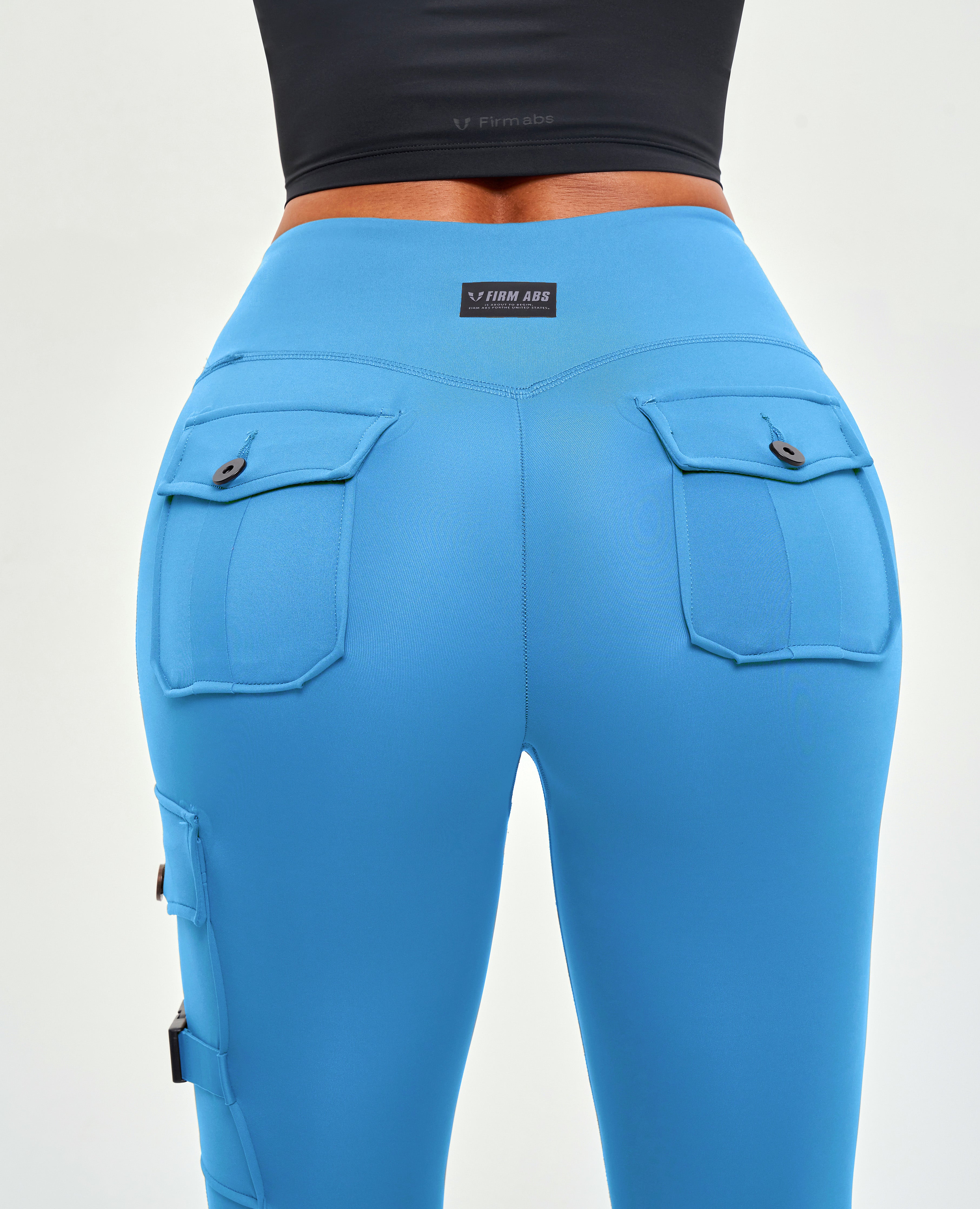 Cargo-Fitness-Leggings – Himmelblau