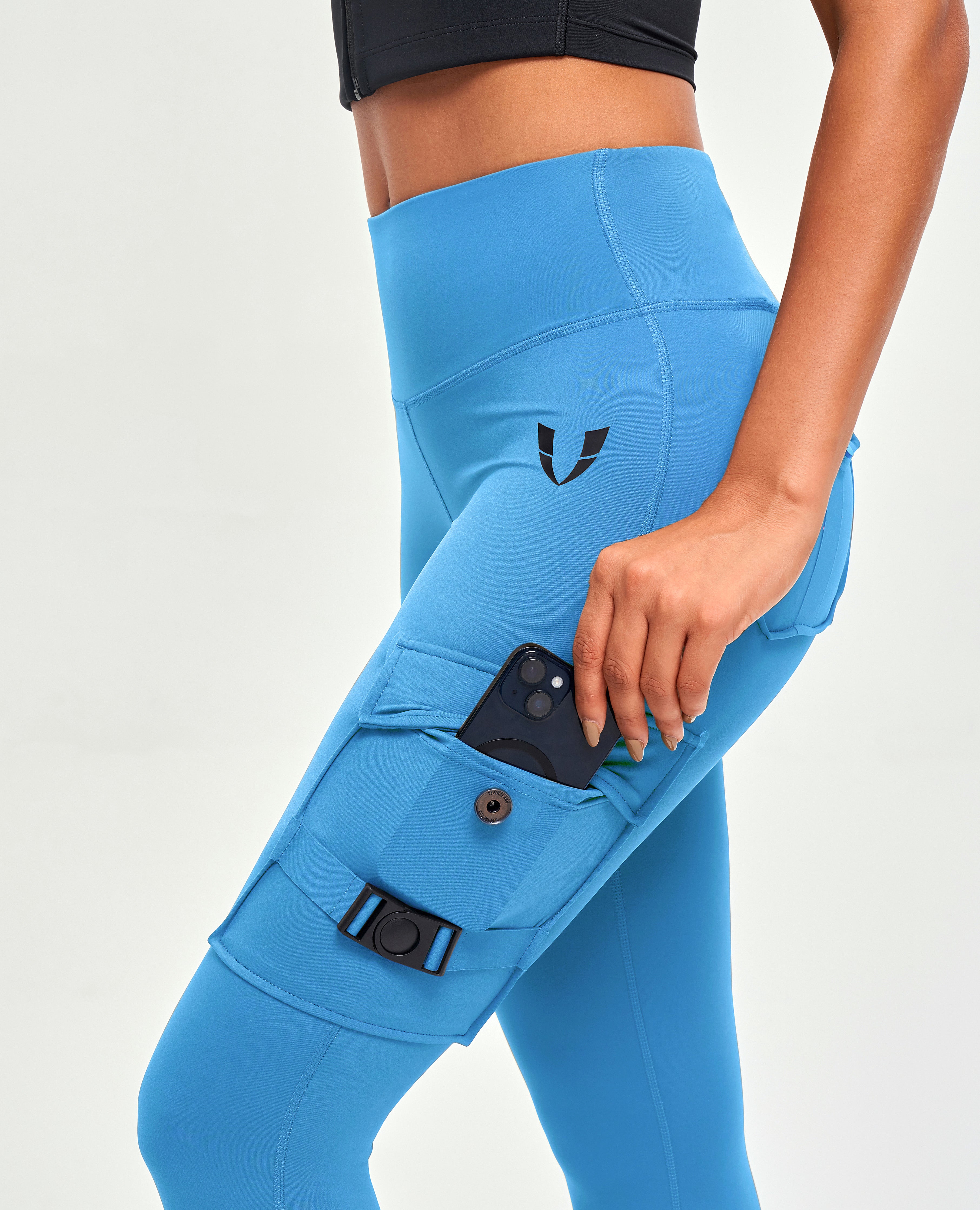 Cargo-Fitness-Leggings – Himmelblau