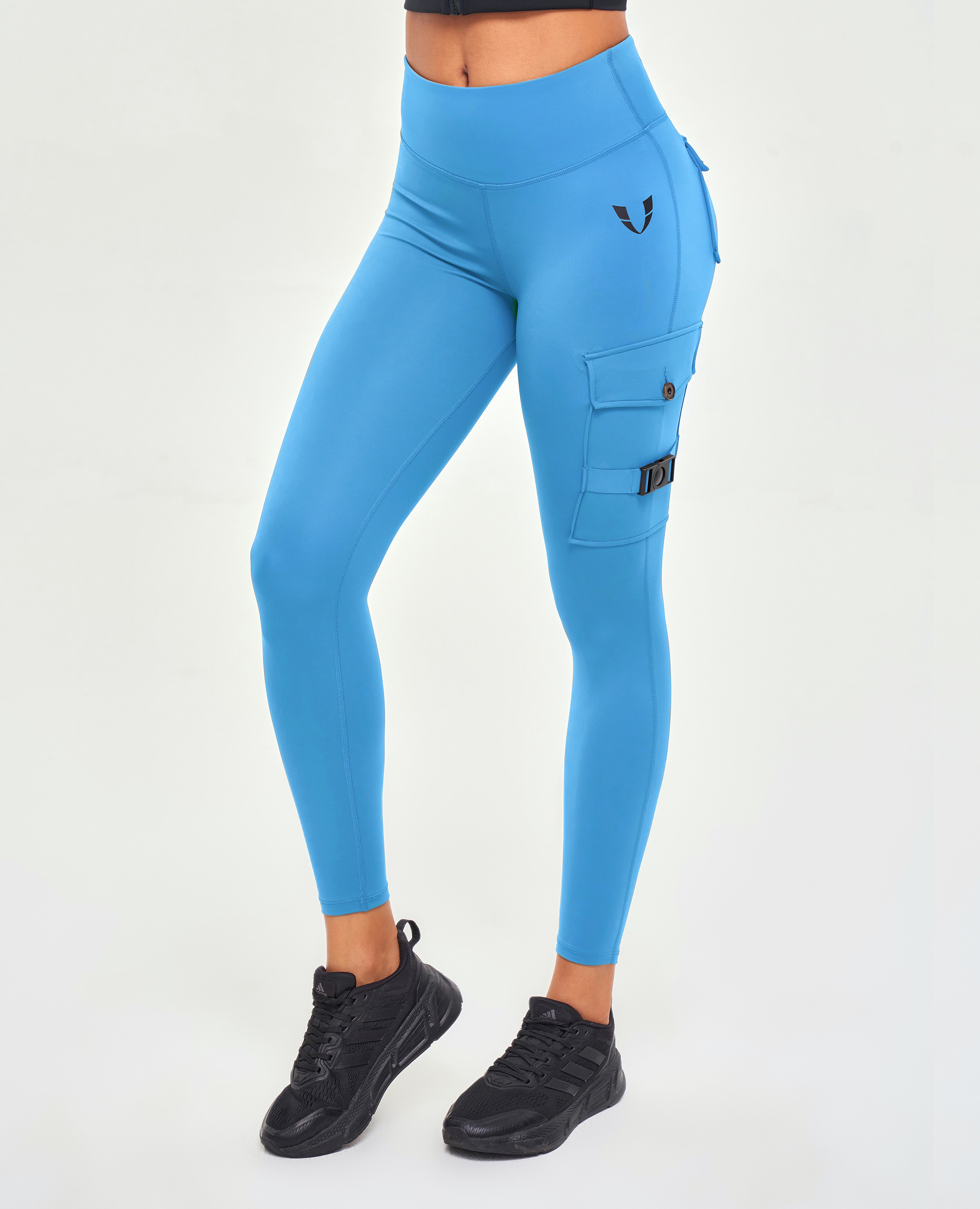 Cargo-Fitness-Leggings – Himmelblau