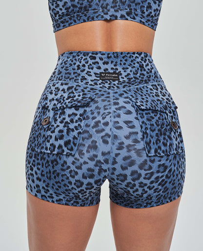 Cargo Shorts - Blue Leopard